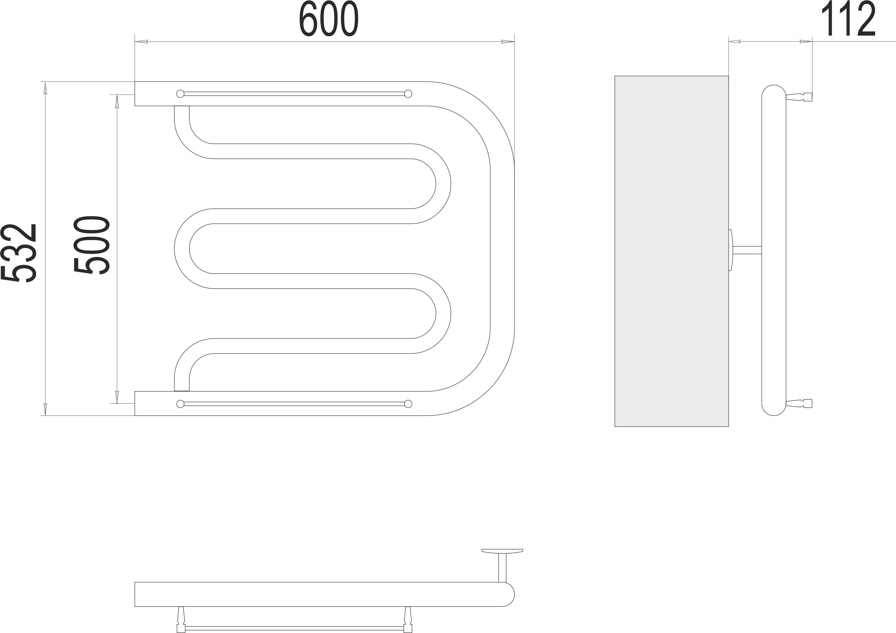 Фокстрот БШ 500х600 Полотенцесушитель TERMINUS