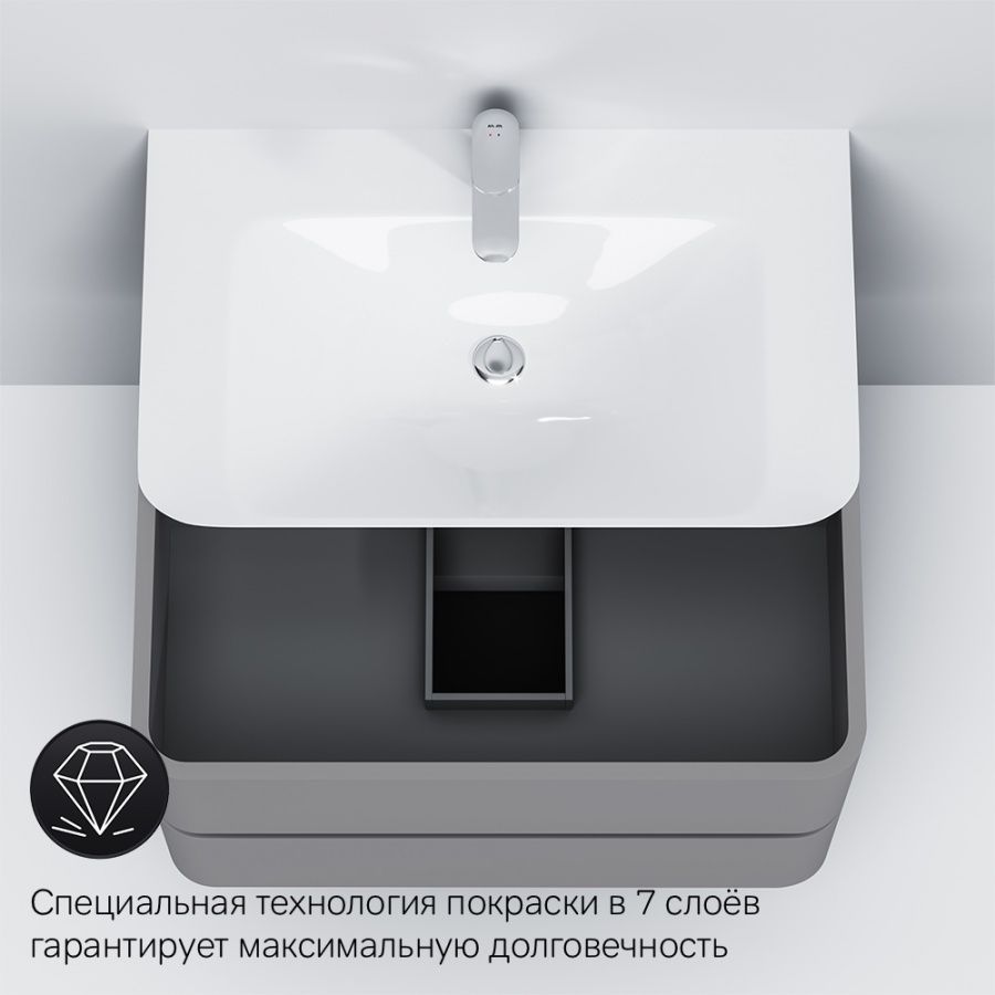 M30FHX0802FG Sensation, База под раковину, подвесная, 80 см, ящики, серый шелк, глянцевая, шт