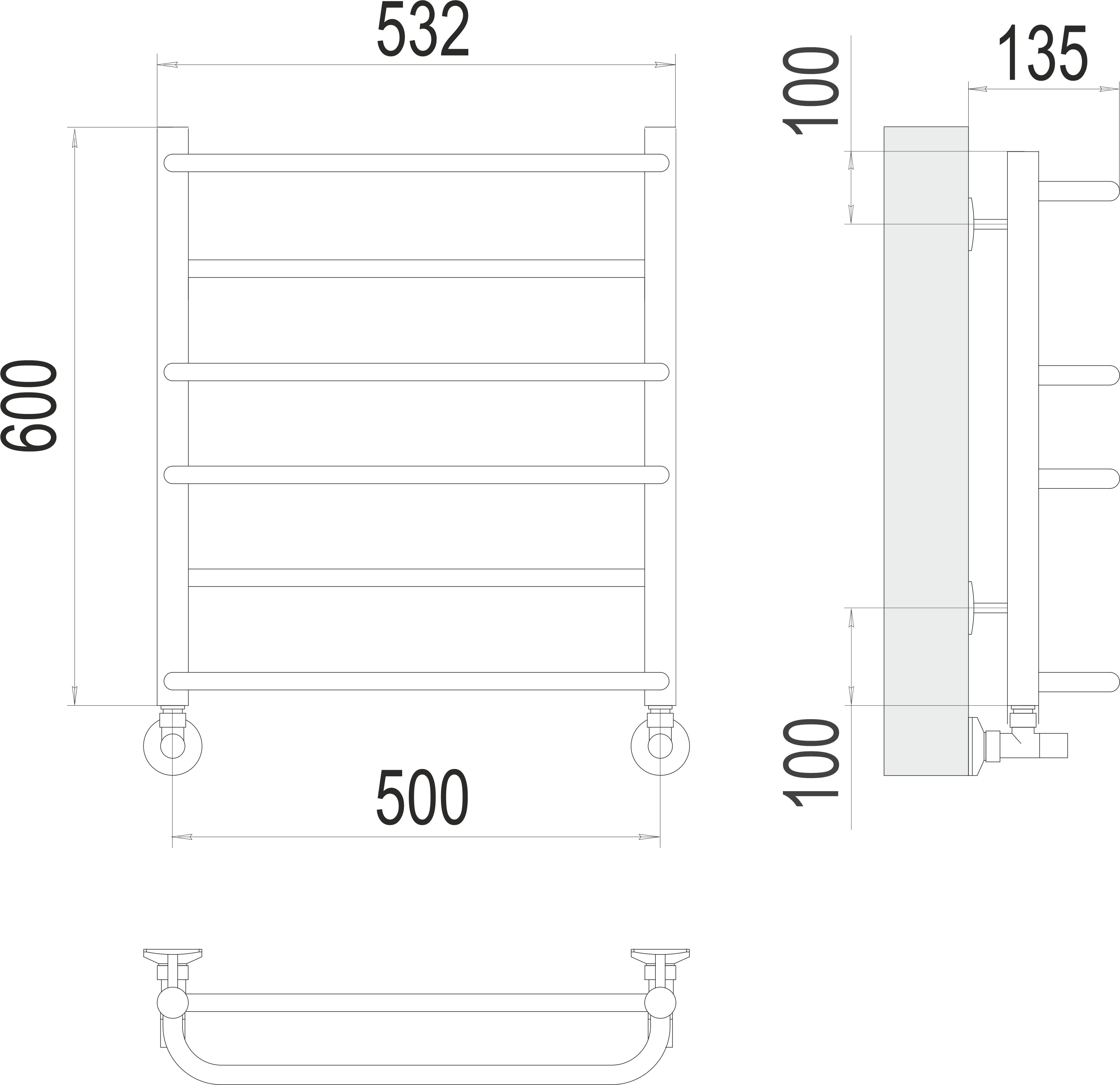 Евромикс П6 500х600 Полотенцесушитель TERMINUS