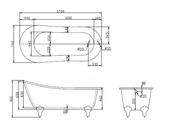 Акриловая ванна BELBAGNO BB06-1550