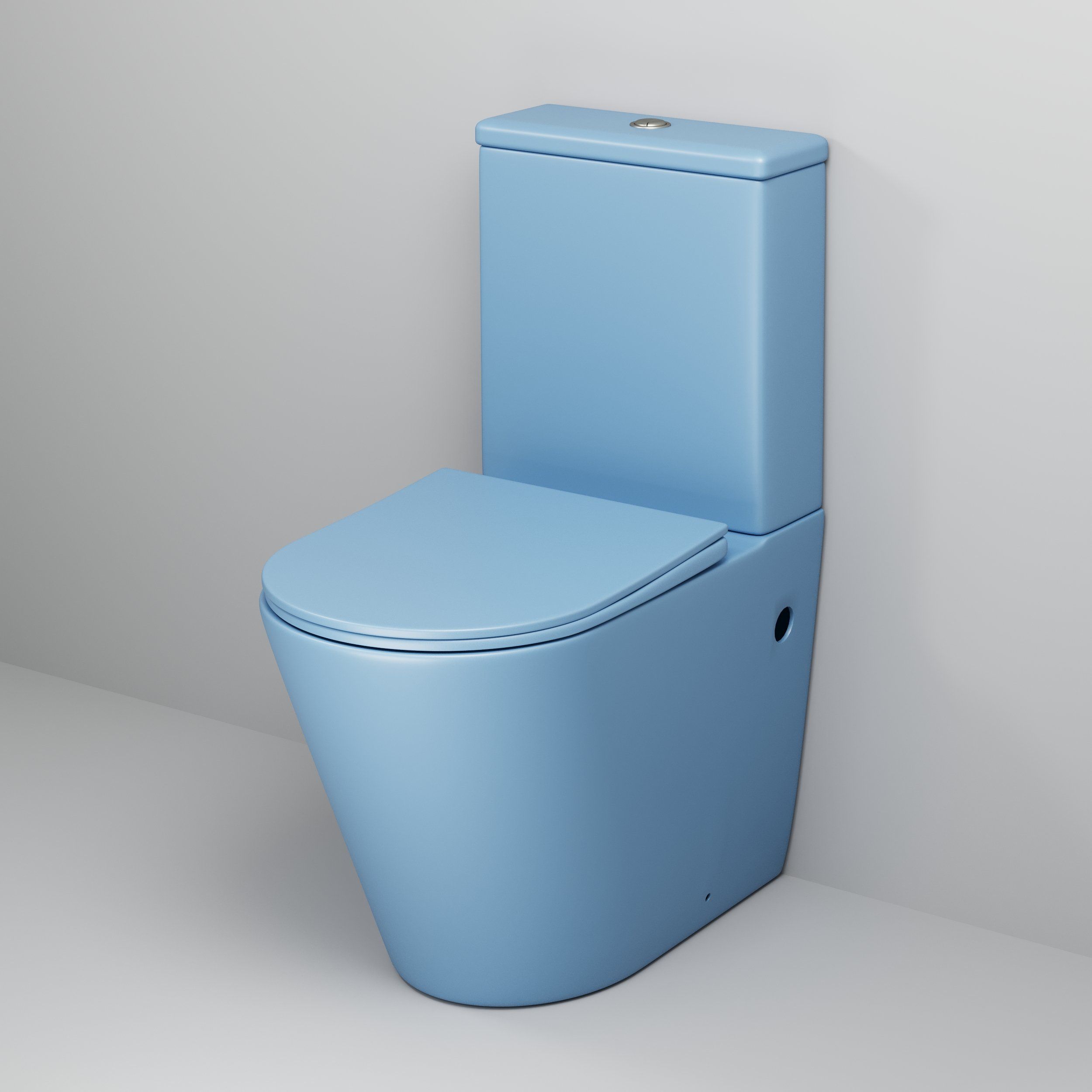 Унитаз GR-4480BSMS Color (620*365*810) ГОЛУБОЙ МАТОВЫЙ напольный БЕЗОБОДКОВЫЙ с тонкой крышкой,2 места