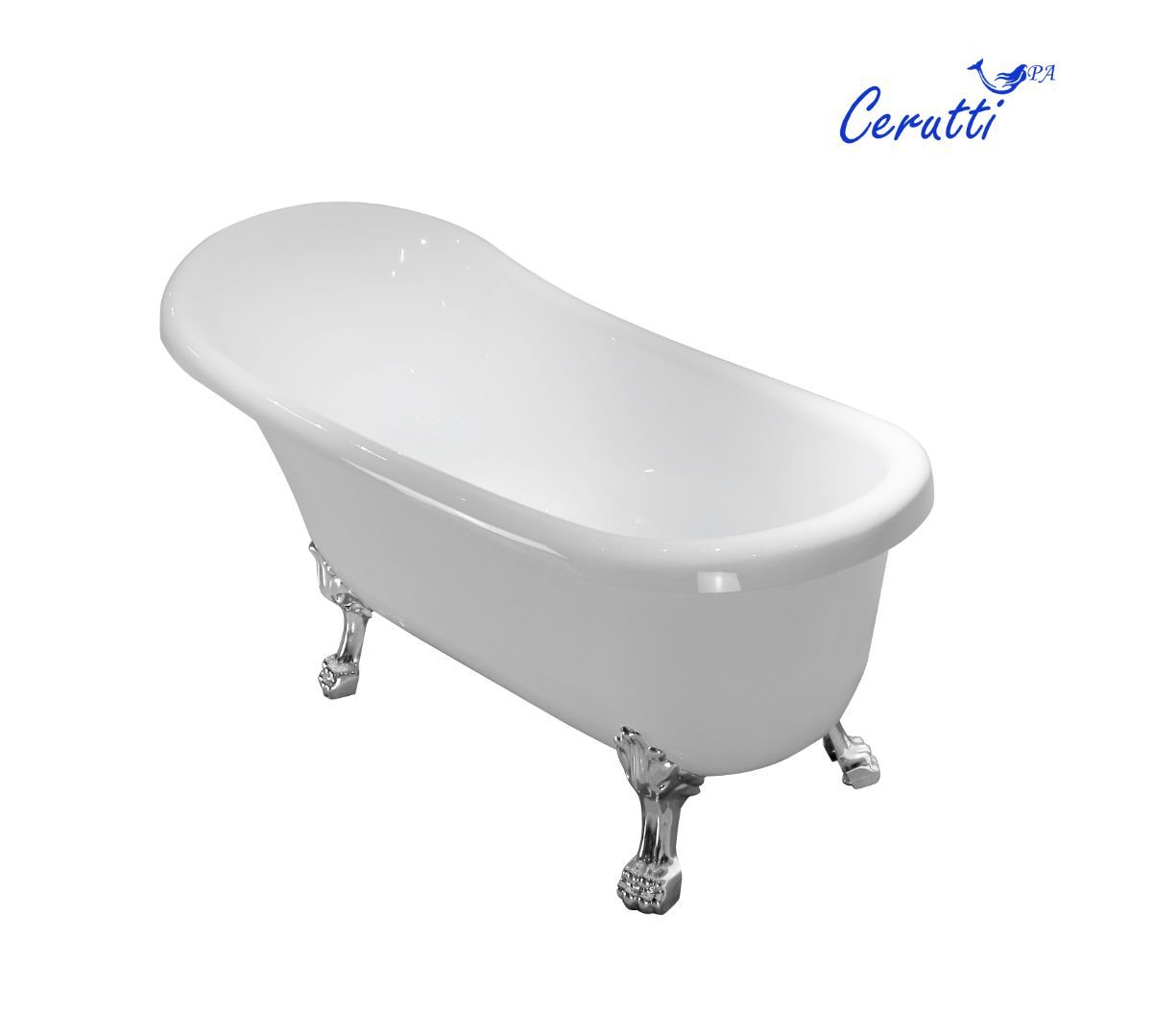 Ванна VICO акриловая отдельностоящая Ceruttispa (1540Х700х730) на львиных алюминиевых хромированных лапах