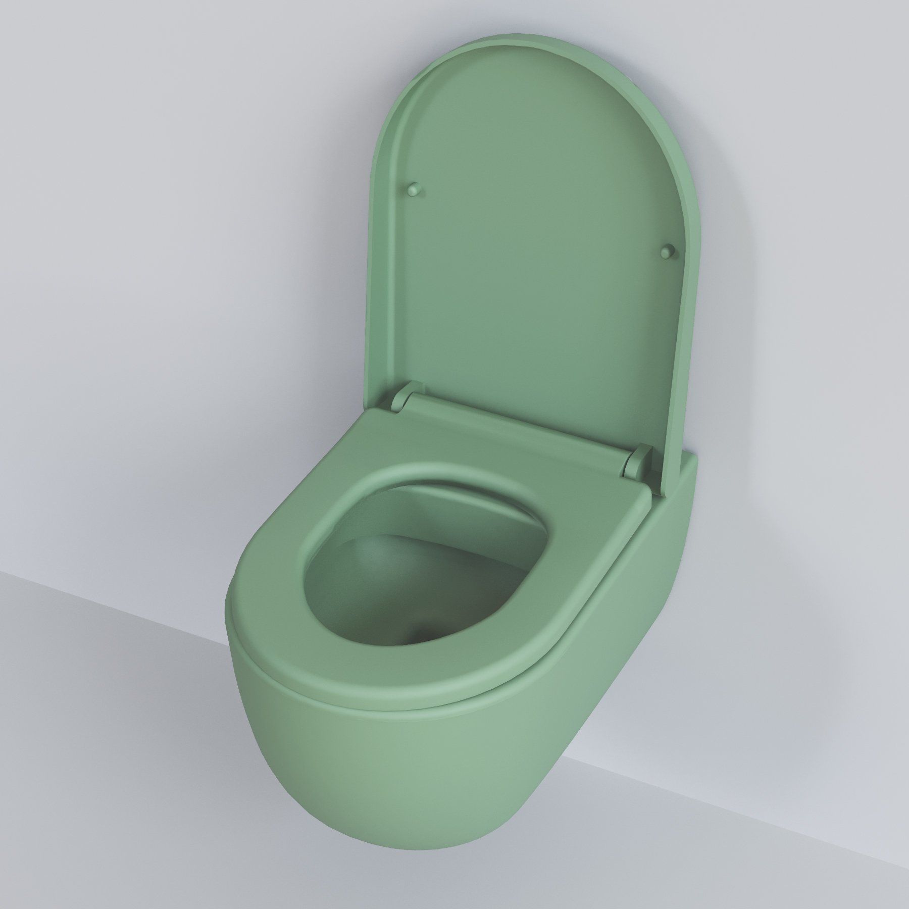 Унитаз Abner 103T21001R (545*360*330) МАТОВЫЙ МЯТНЫЙ подвесной БЕЗОБОДКОВЫЙ с толстой крышкой, 2 места