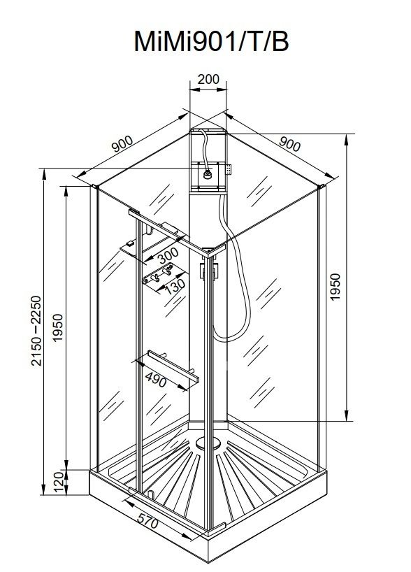 Кабина MiMi901T душевая Ceruttispa (90x90x215-225)