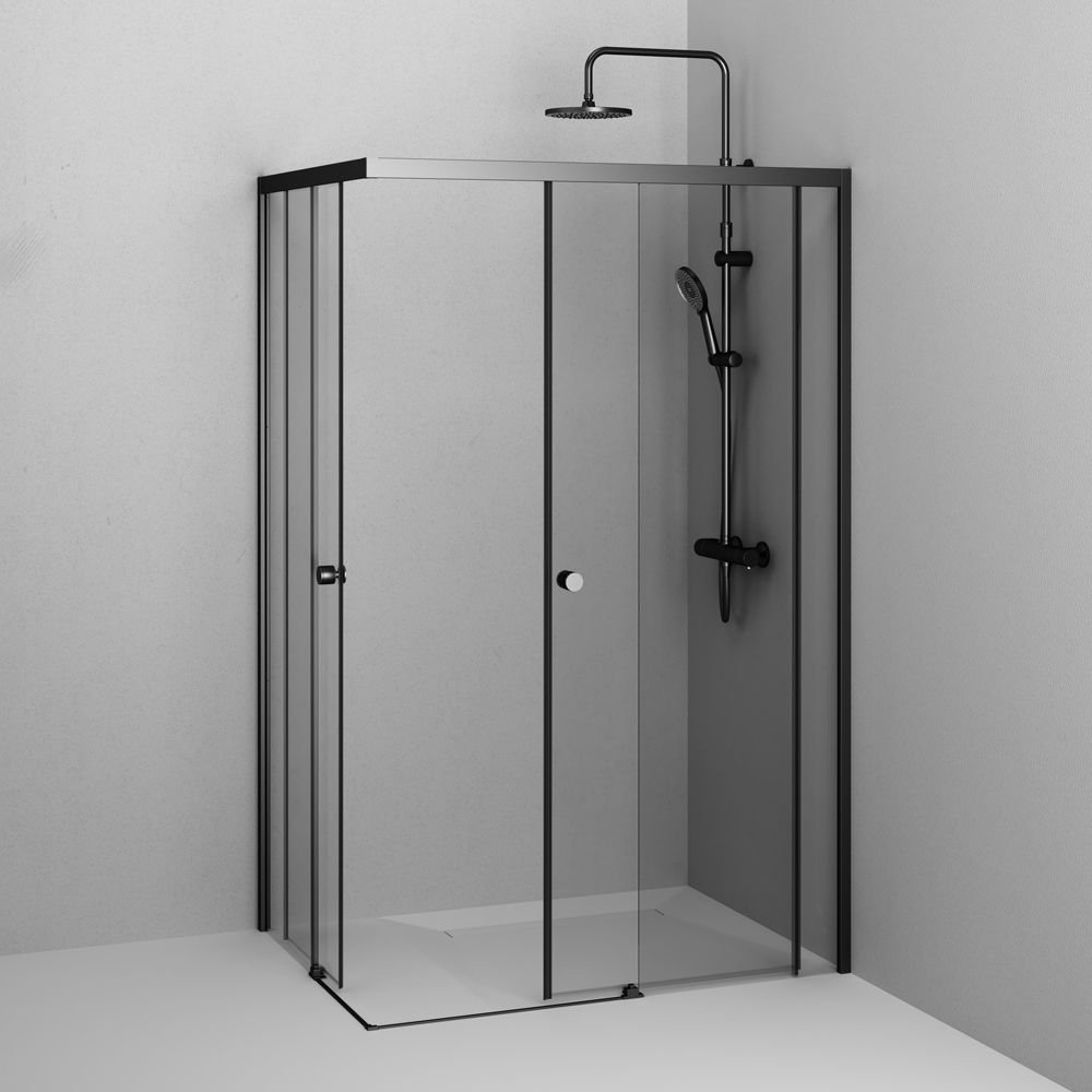 W88G-205-080BT64 X-Joy Twin Slide, Душевое ограждение без поддона, 80x80, профиль черный
