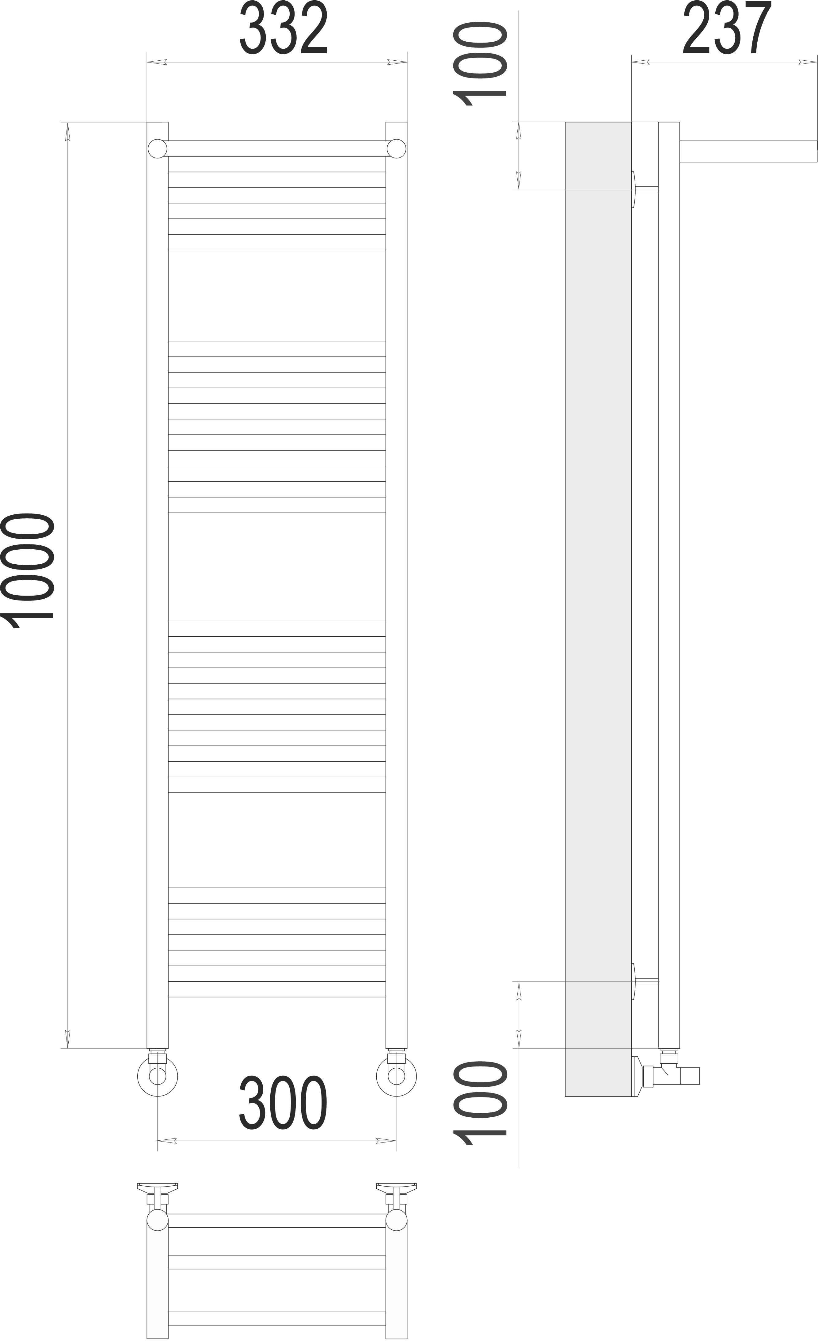 Аврора с/п П20 300х1000 Полотенцесушитель TERMINUS