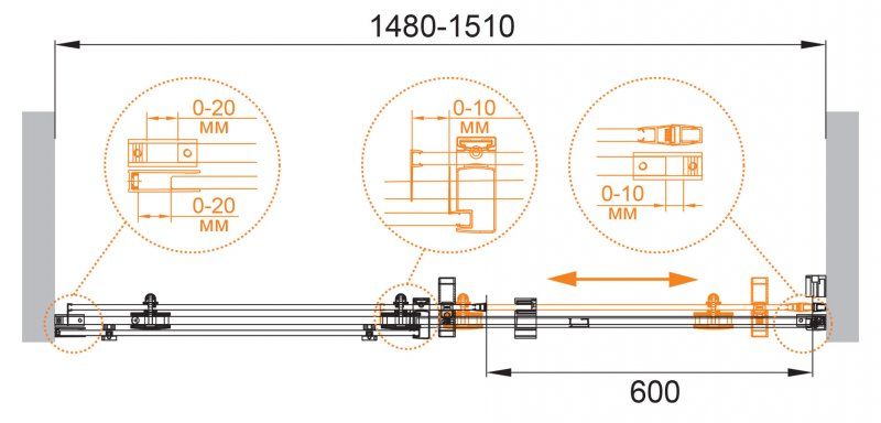 Дверь в проём Cezares STYLUS-O-M-BF-1-150-C-Cr