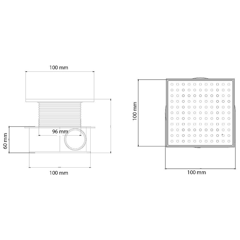 Душевой трап SMART DESIGN 10x10 cm, нерж.сталь ХРОМ     DS 010 01 D2 S04