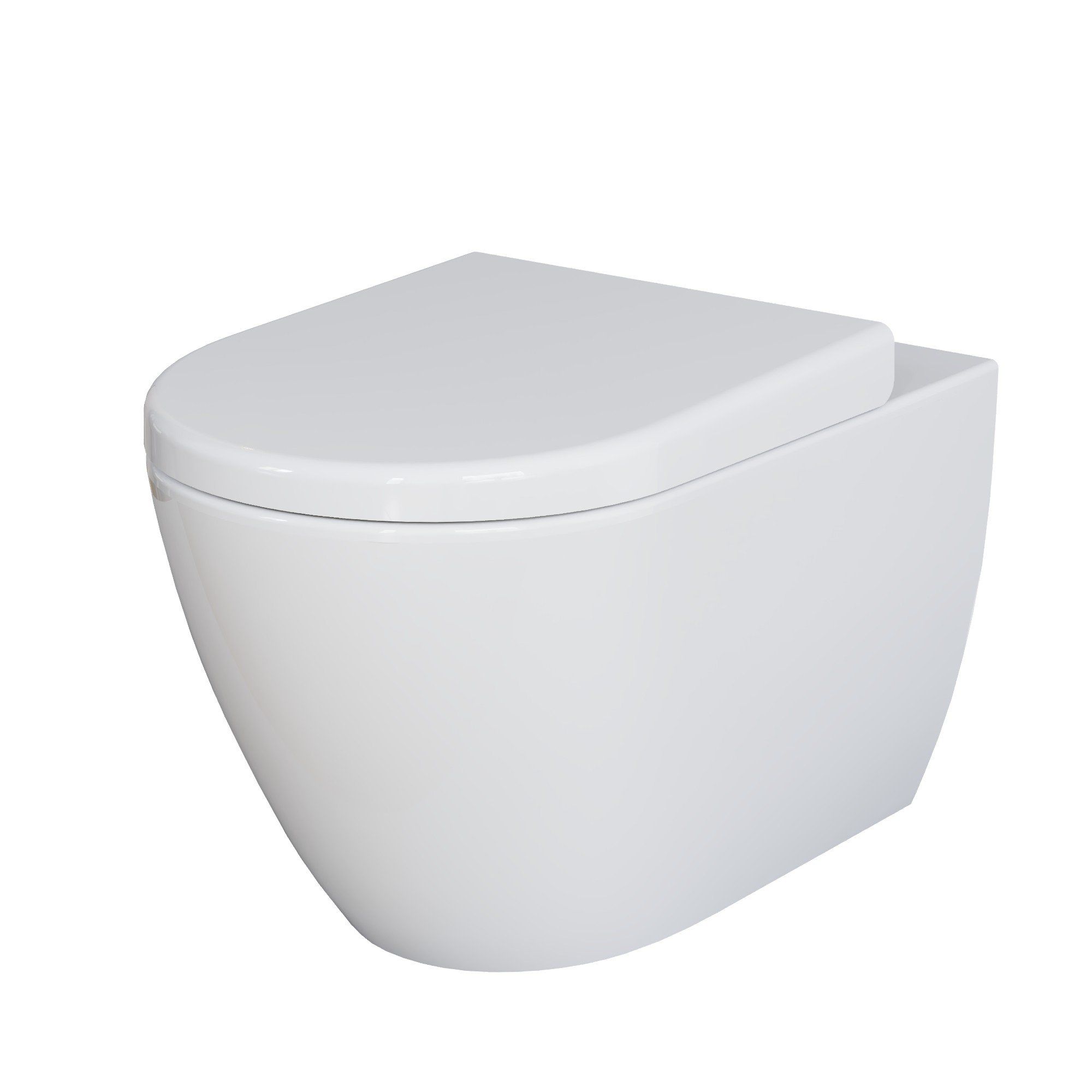 Унитаз Queen 113T20001R (570*360*400) БЕЛЫЙ подвесной БЕЗОБОДКОВЫЙ с толстой крышкой, 2 места