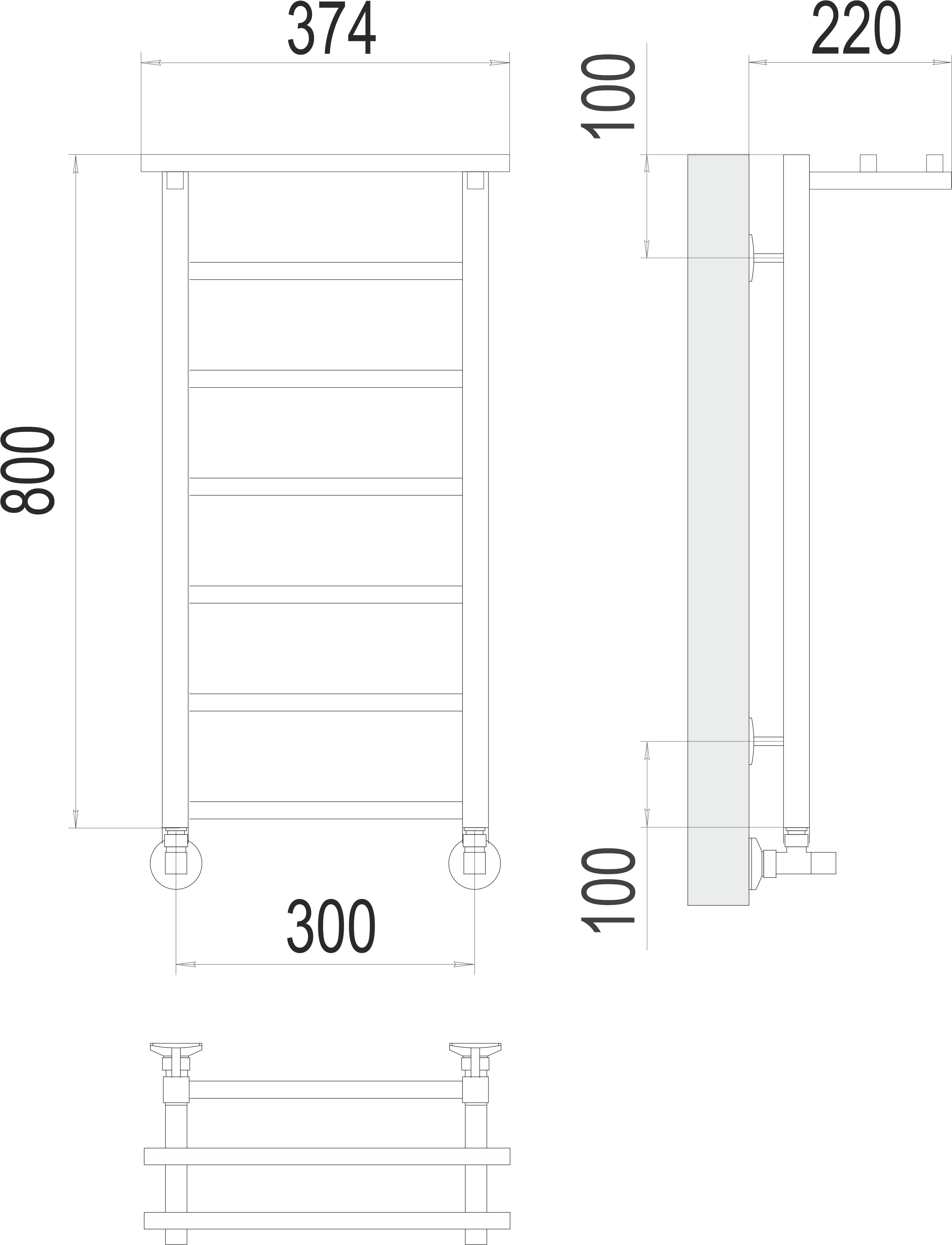 Контур с/п П7 300х800 Полотенцесушитель TERMINUS