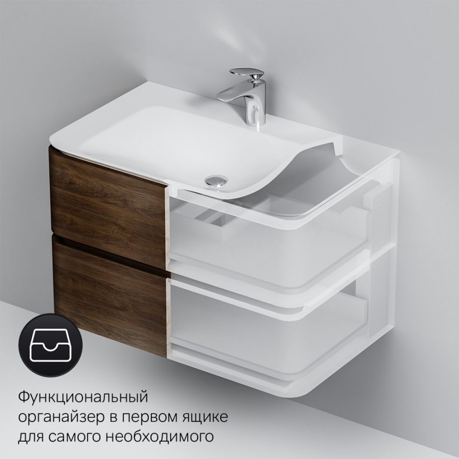 M30FHX0802NF Sensation, База под раковину, подвесная, 80 см, ящики, орех, текстурированная, шт