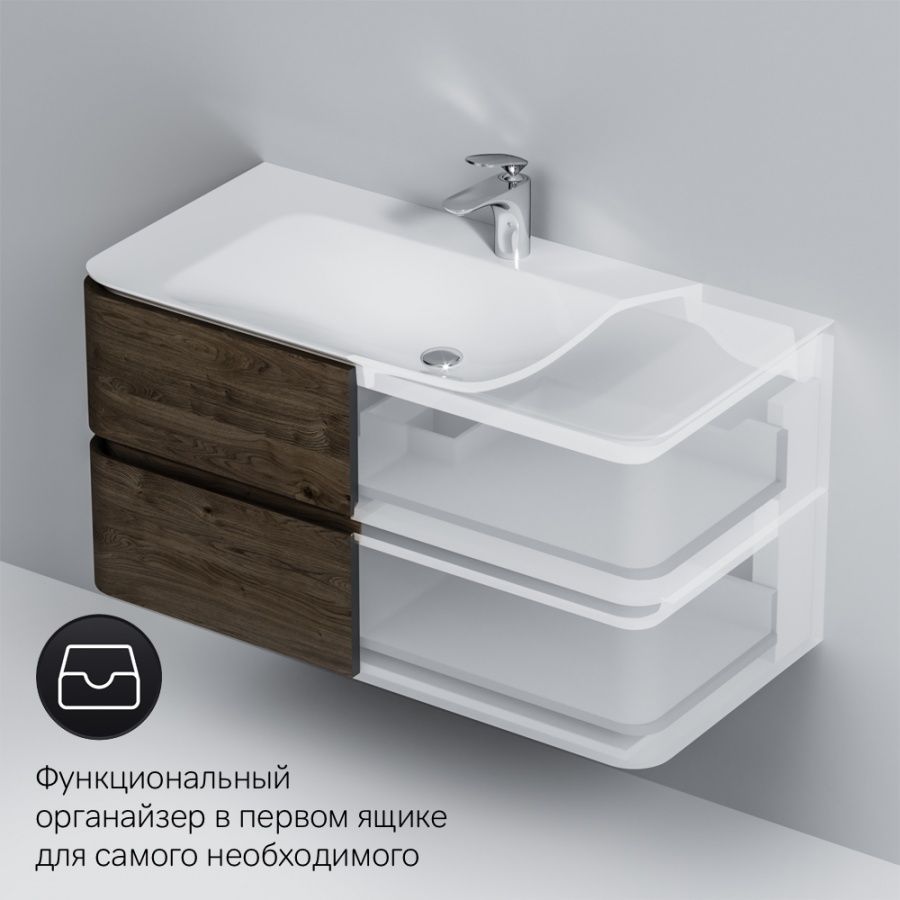 M30FHX1002TF Sensation, База под раковину, подвесная, 100 см, ящики, табачный дуб, текстурированная,
