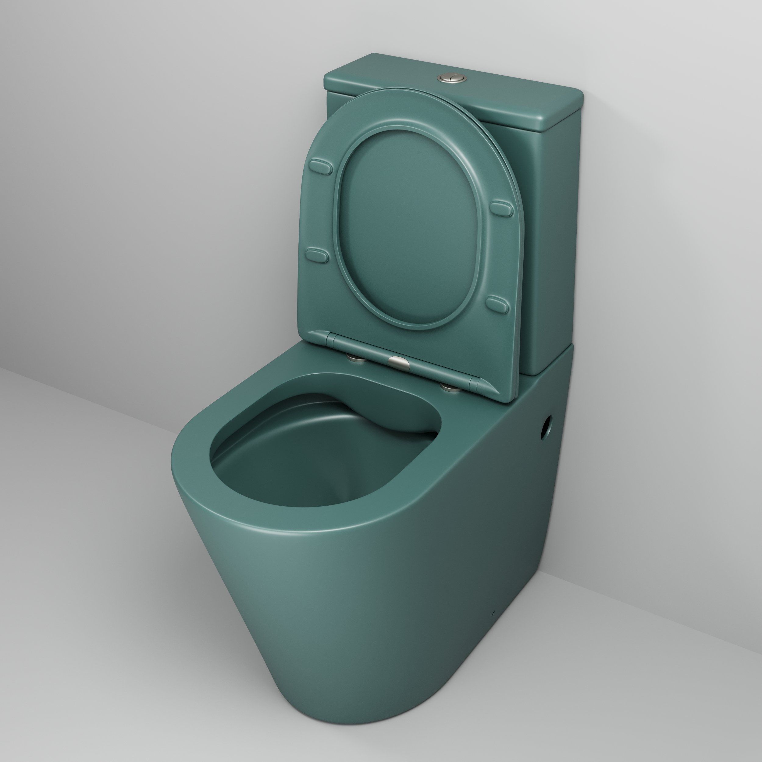 Унитаз GR-4480OLMS Color (620*365*810) ЗЕЛЕНЫЙ МАТОВЫЙ напольный БЕЗОБОДКОВЫЙ, 2 места