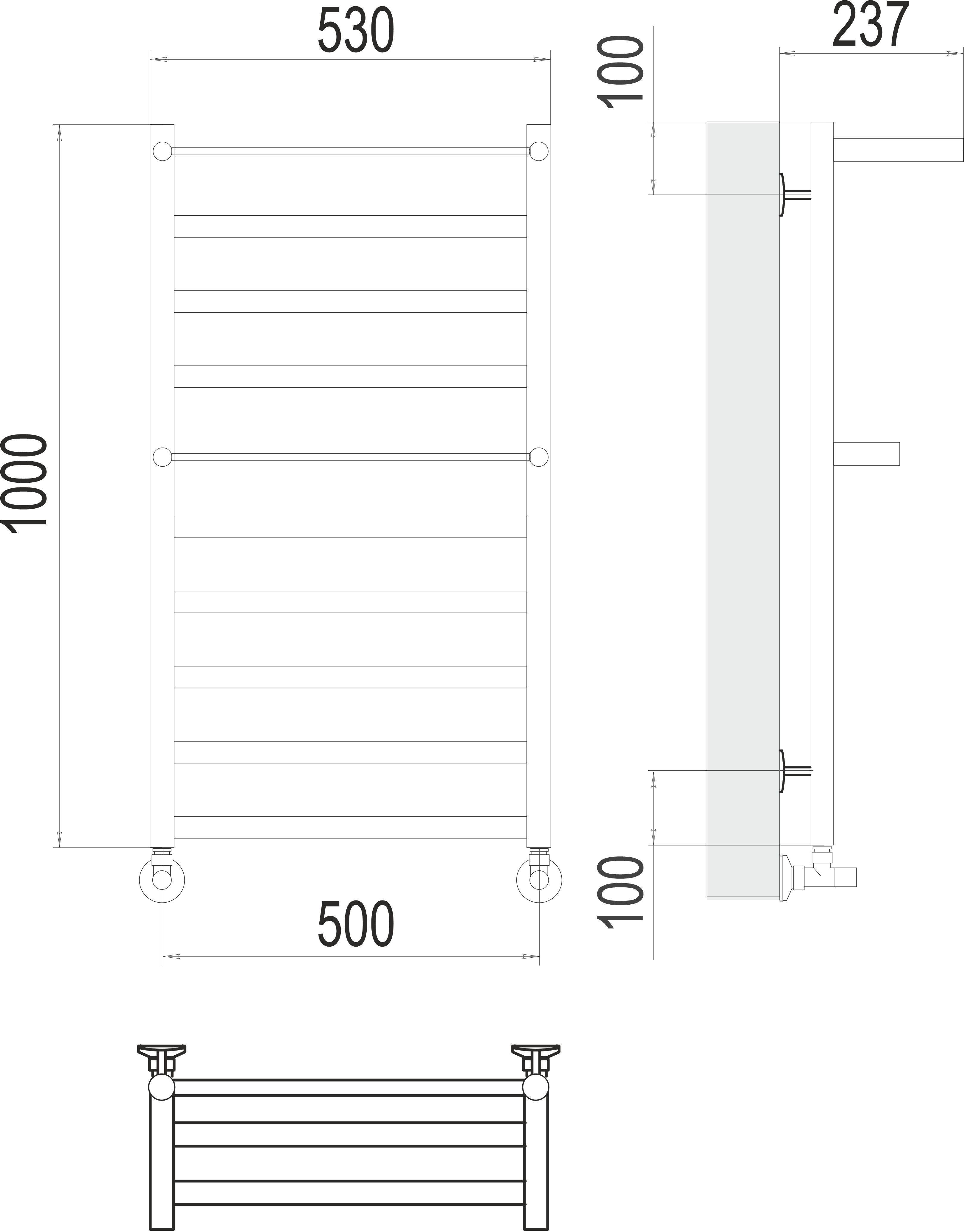 Хендрикс П10 500х1000 Полотенцесушитель TERMINUS