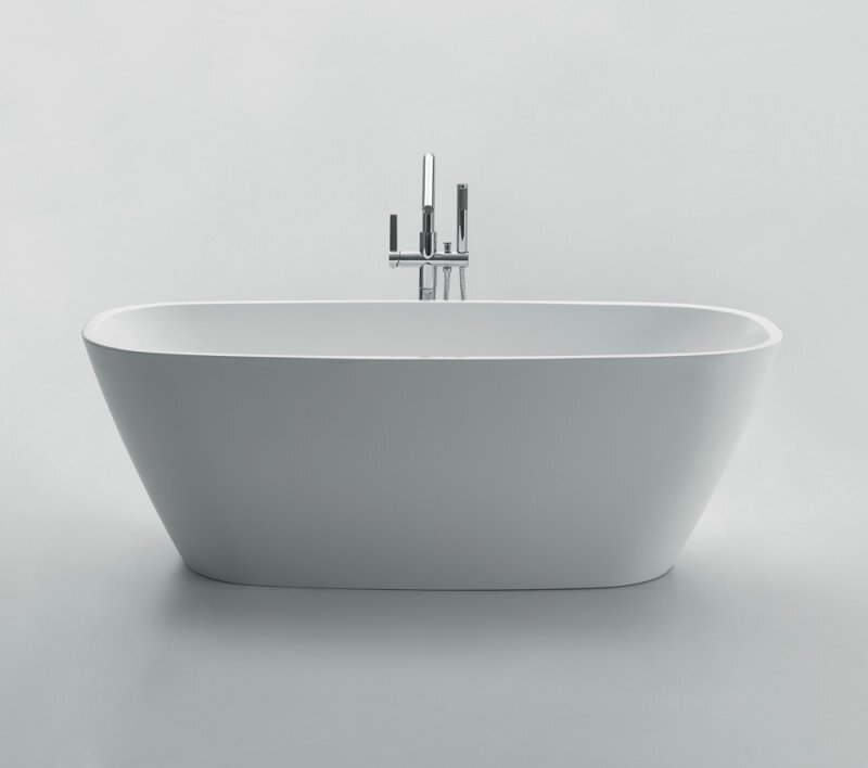 Акриловая ванна с белым сливом, с переливом, BELBAGNO BB71-1500-BIANCO, 1500x750x600