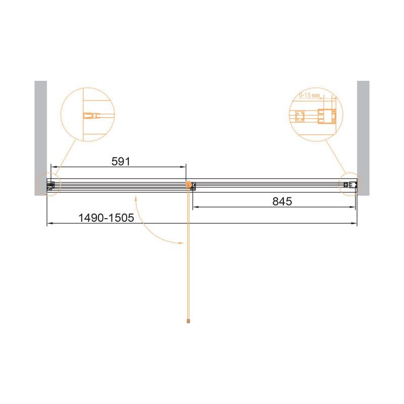 Душевая дверь CEZARES URBAN-B-12-150-C-CR