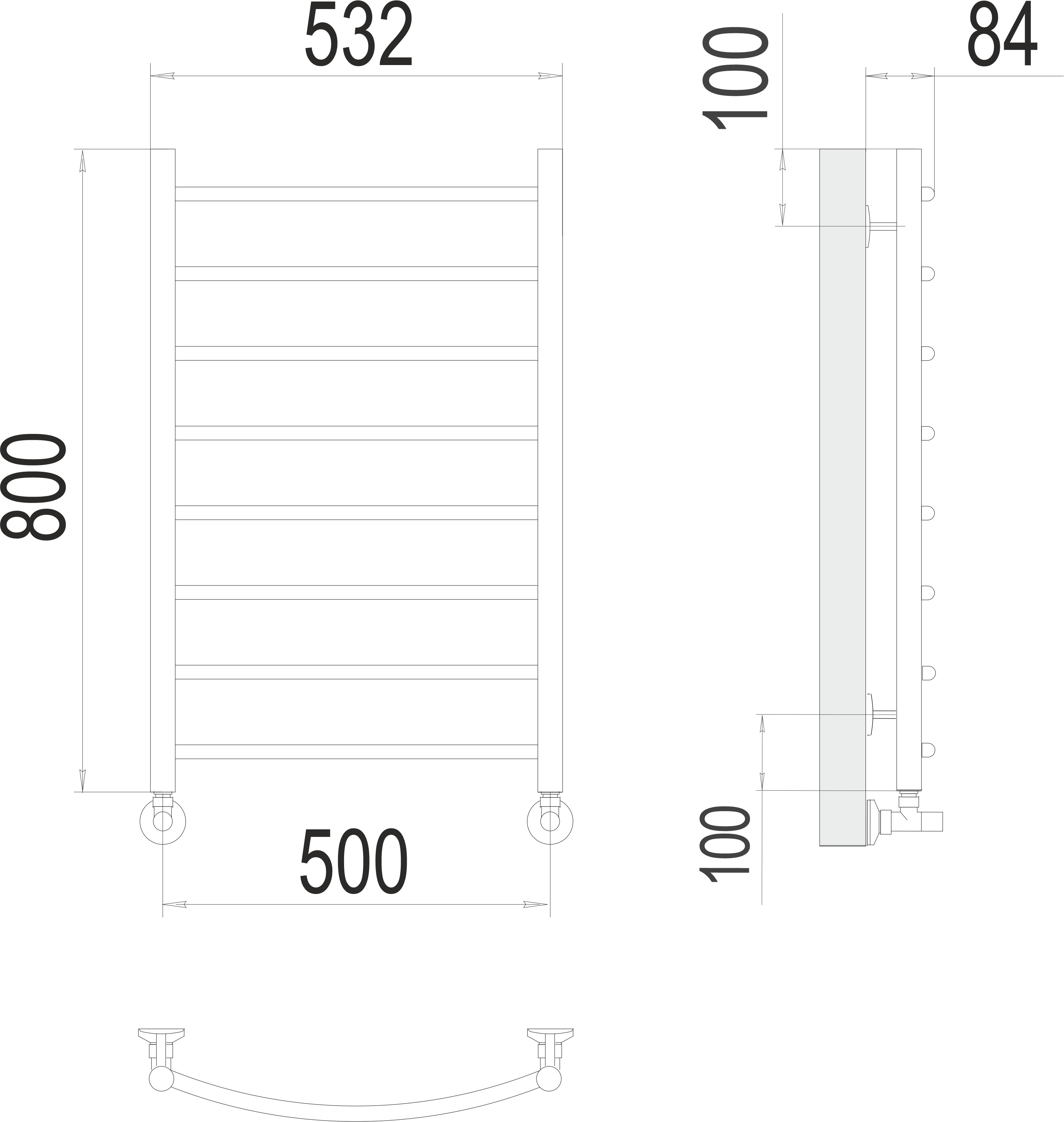 Классик П8 500х800 Полотенцесушитель TERMINUS