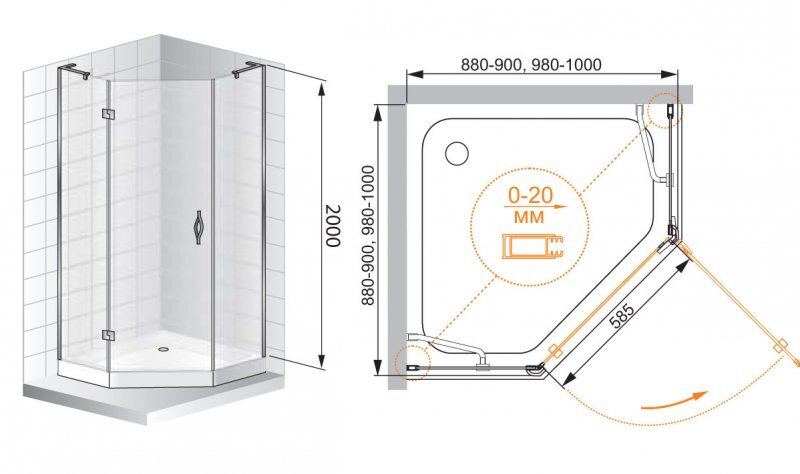 Душевой уголок Cezares Bergamo 90x90 W-P-1-90-C-Cr-R-IV