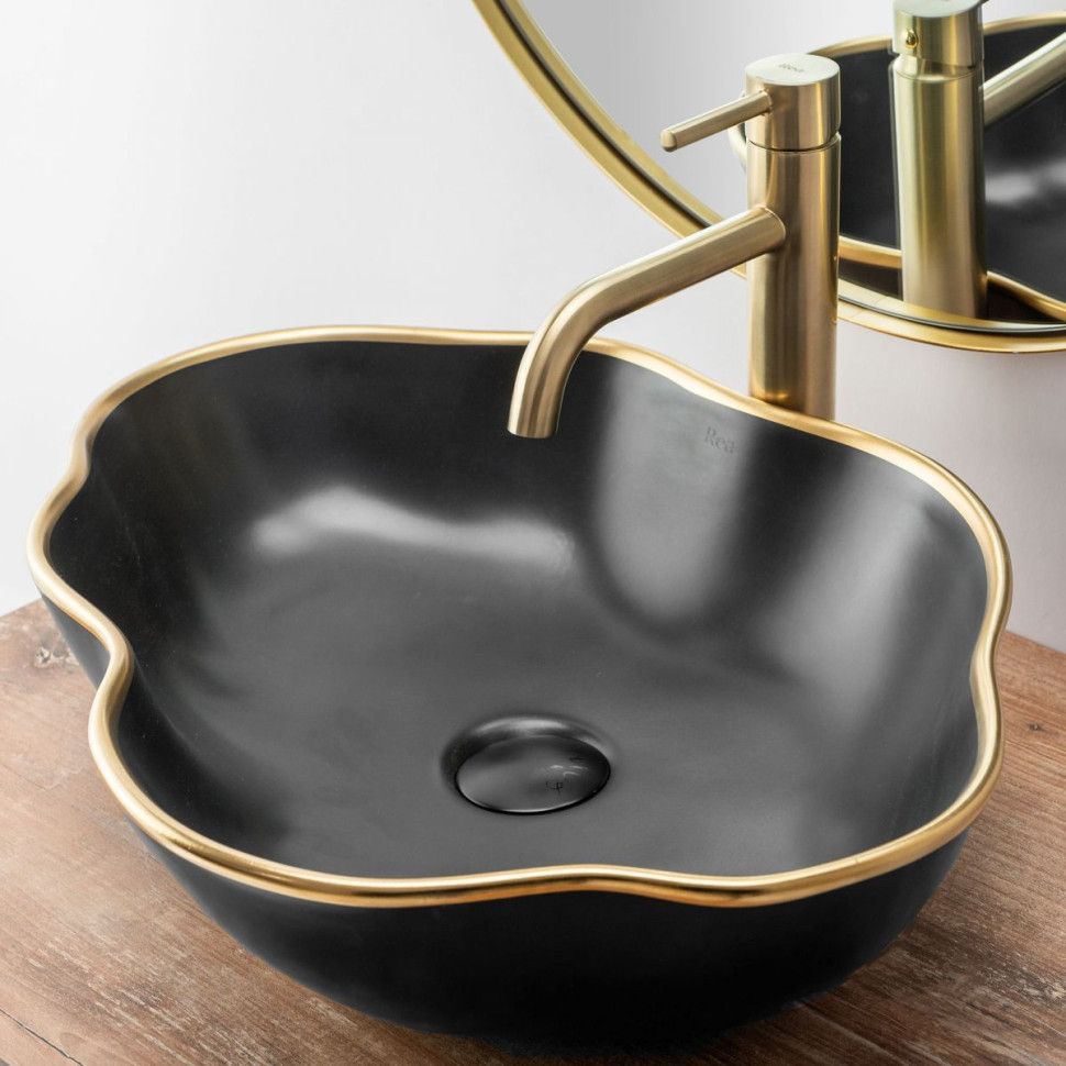 Смеситель для раковины высокий REA LUNGO Gold mat