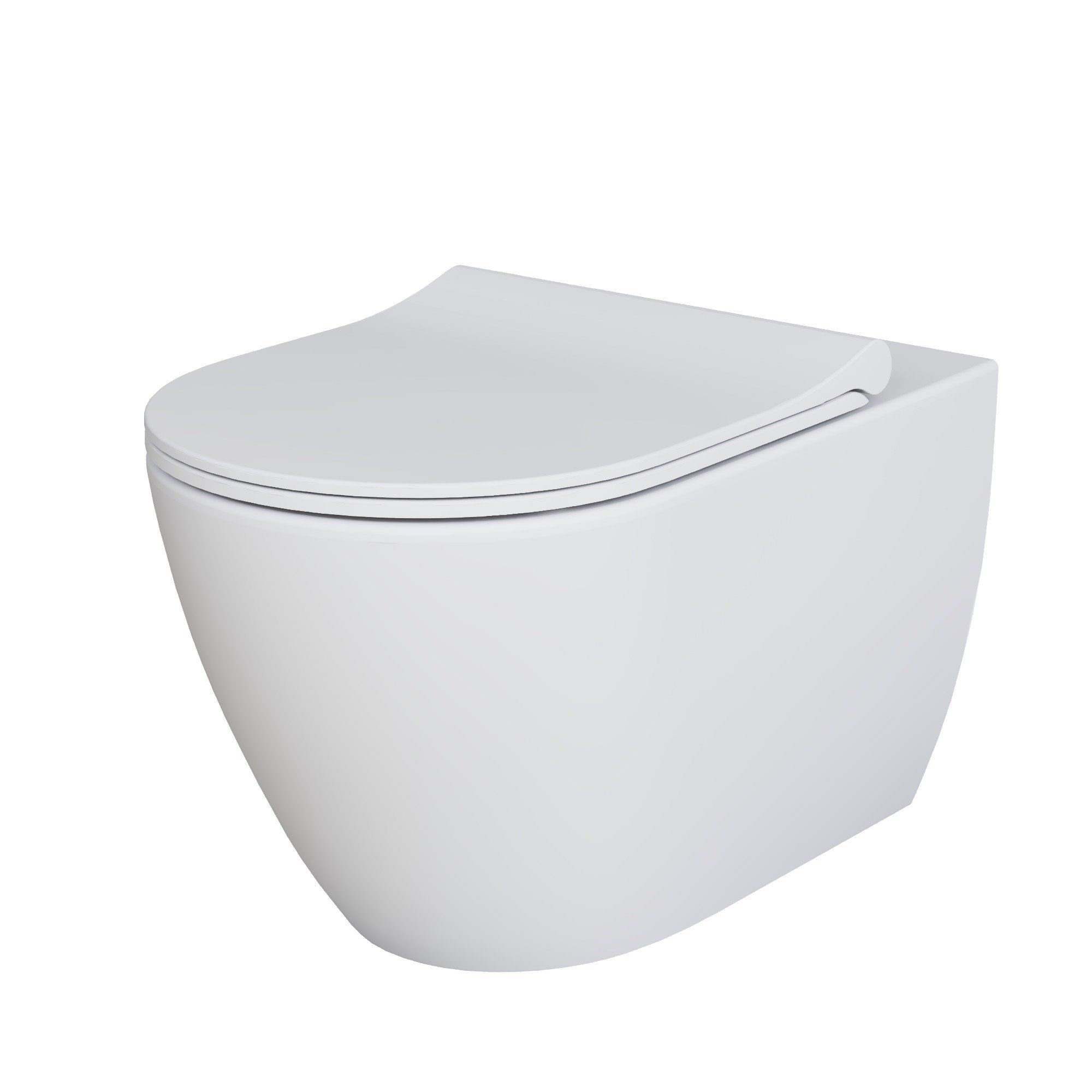 Унитаз Queen 113T20101R (570*360*400) БЕЛЫЙ МАТОВЫЙ подвесной БЕЗОБОДКОВЫЙ с тонкой крышкой, 2 места