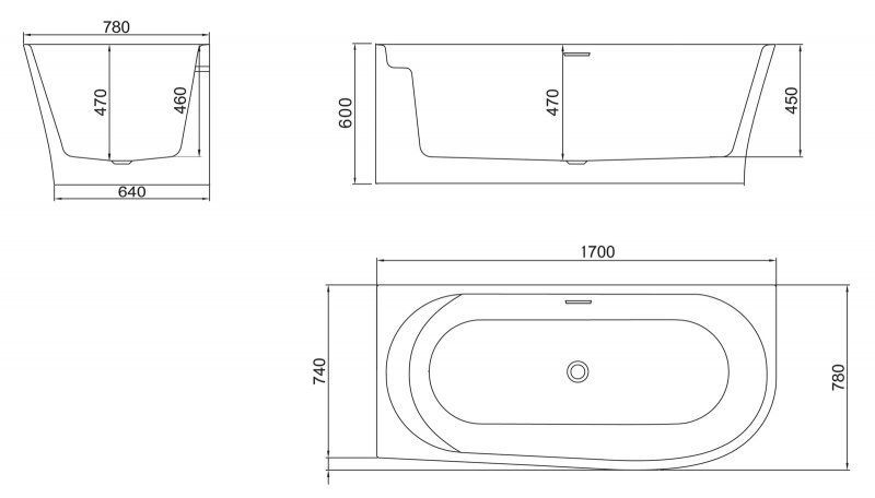 Акриловая ванна BELBAGNO BB410-1700-780-L