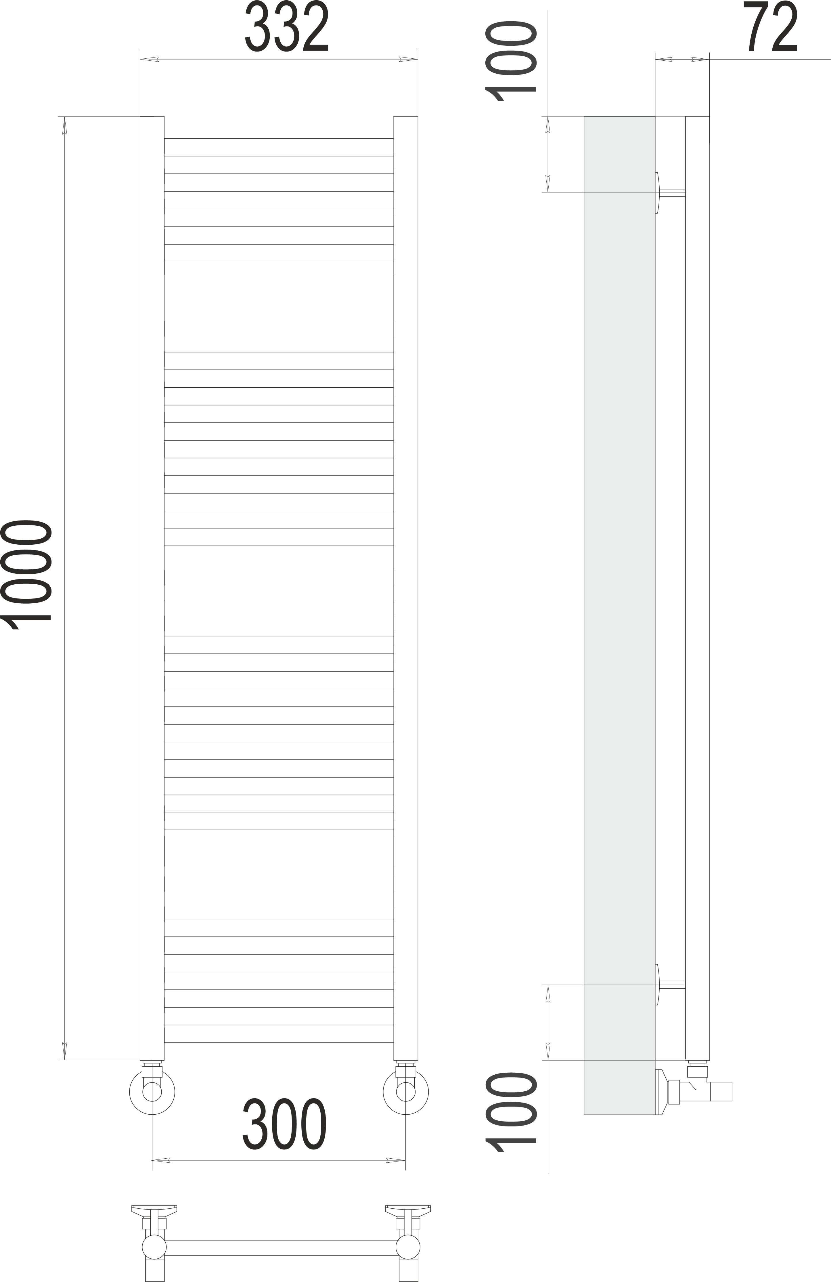 Аврора П20 300х1000 Полотенцесушитель TERMINUS