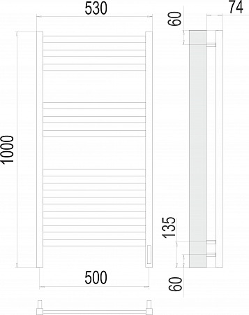 Енисей П12 500х1000 электро (sensor quick touch) Полотенцесушитель TERMINUS