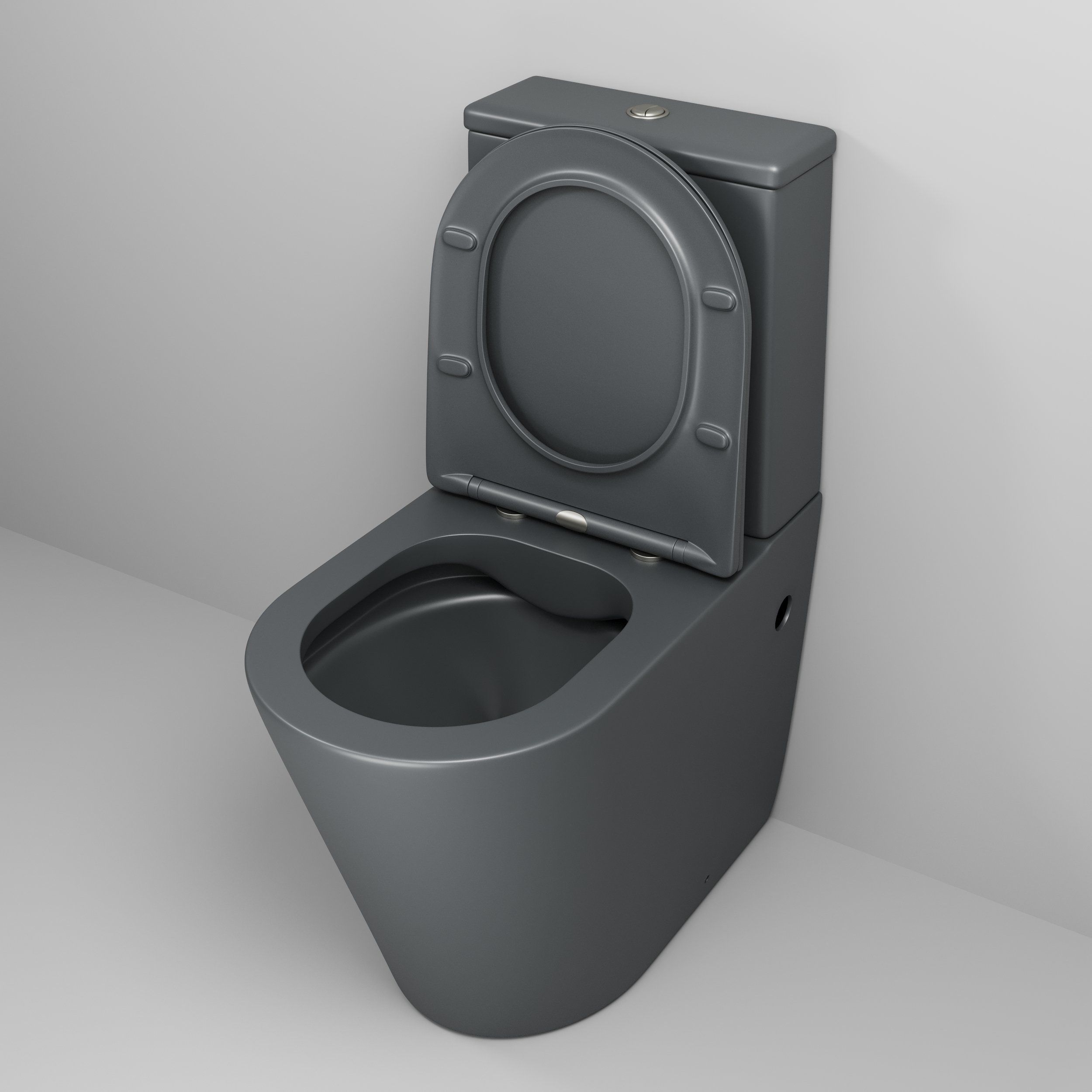 Унитаз GR-4480GMS Color (620*365*810) СЕРЫЙ МАТОВЫЙ напольный БЕЗОБОДКОВЫЙ с тонкой крышкой, 2 места