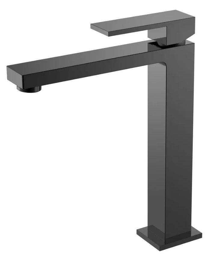 Смеситель для умывальника высокий QUBIC Shine Gun Metal