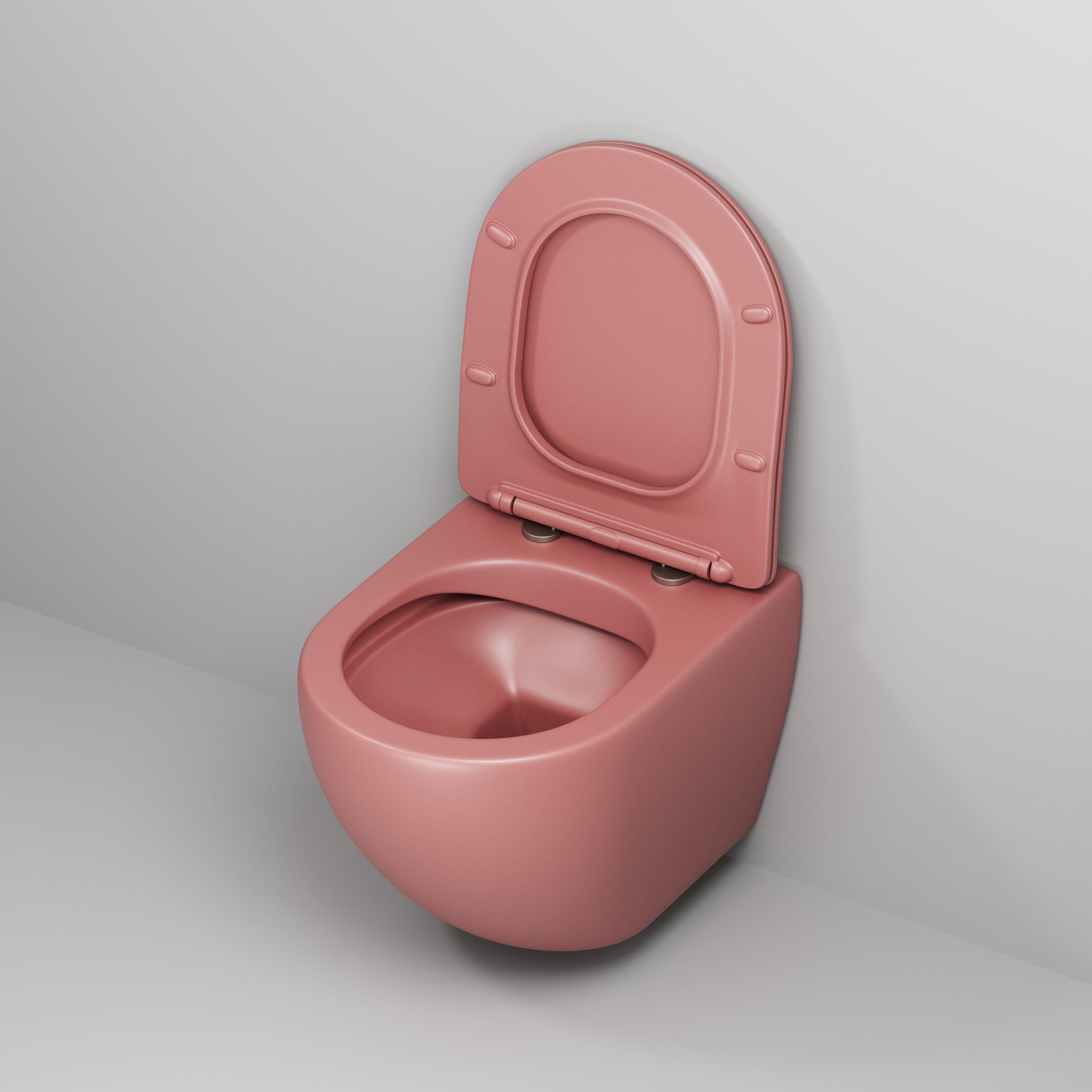 Унитаз GR-4455PIMS Color (495*365*375) РОЗОВЫЙ МАТОВЫЙ подвесной БЕЗОБОДКОВЫЙ с тонкой крышкой