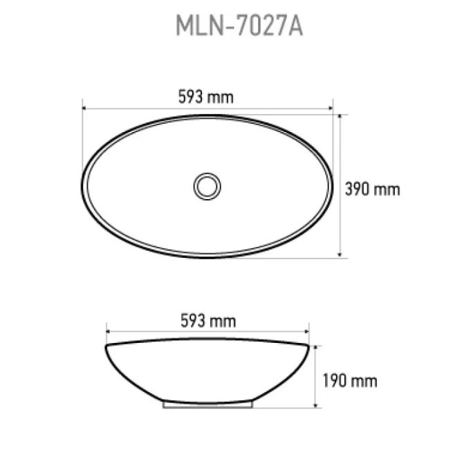 Накладная раковина milana mln-7027a