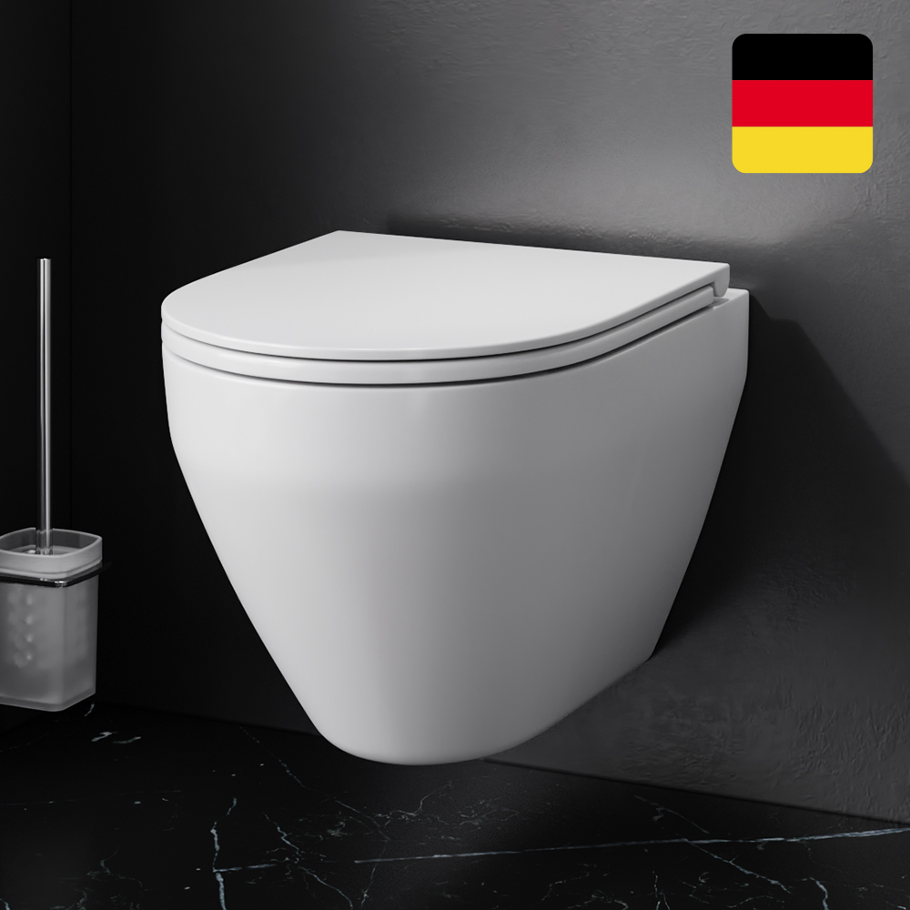 Унитаз подвесной безободковый AM.PM Spirit V2.0 C701700SC из премиального стекловидного фарфора, быстросъемное сиденье Slim микролифт, из дюропласта, увеличенный слой глазури, антивсплеск