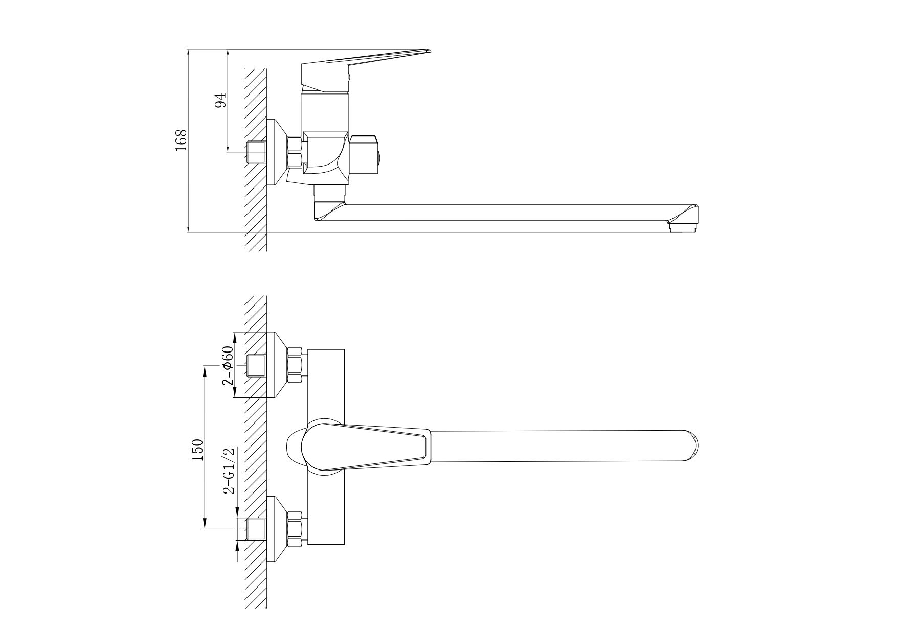 Смеситель Z21D8 для ванны, с длинным изливом BOCH MANN BM9132
