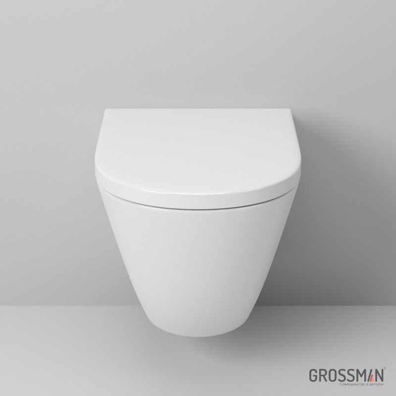 Унитаз Grossman GR-4411S (560*360*350) подвесной безободковый с тонкой крышкой