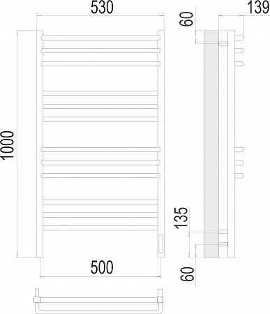 Электрический полотенцесушитель TERMINUS Соренто П12 500х1000 (sensor quick touch)