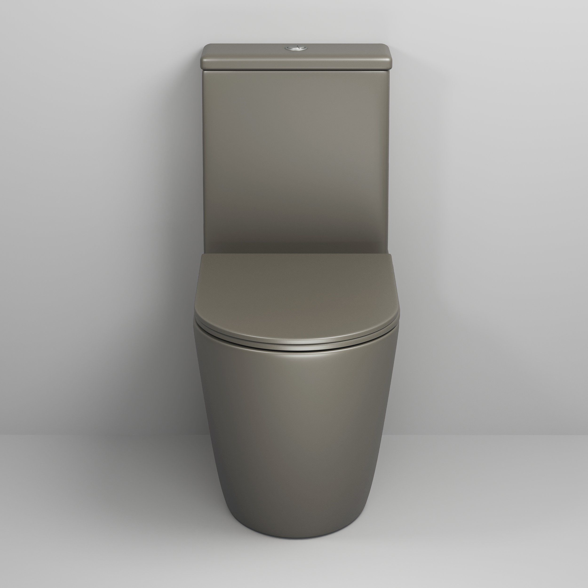 Унитаз GR-4480GSMS Color (620*365*810) ХАКИ МАТОВЫЙ напольный БЕЗОБОДКОВЫЙ с тонкой крышкой, 2 места