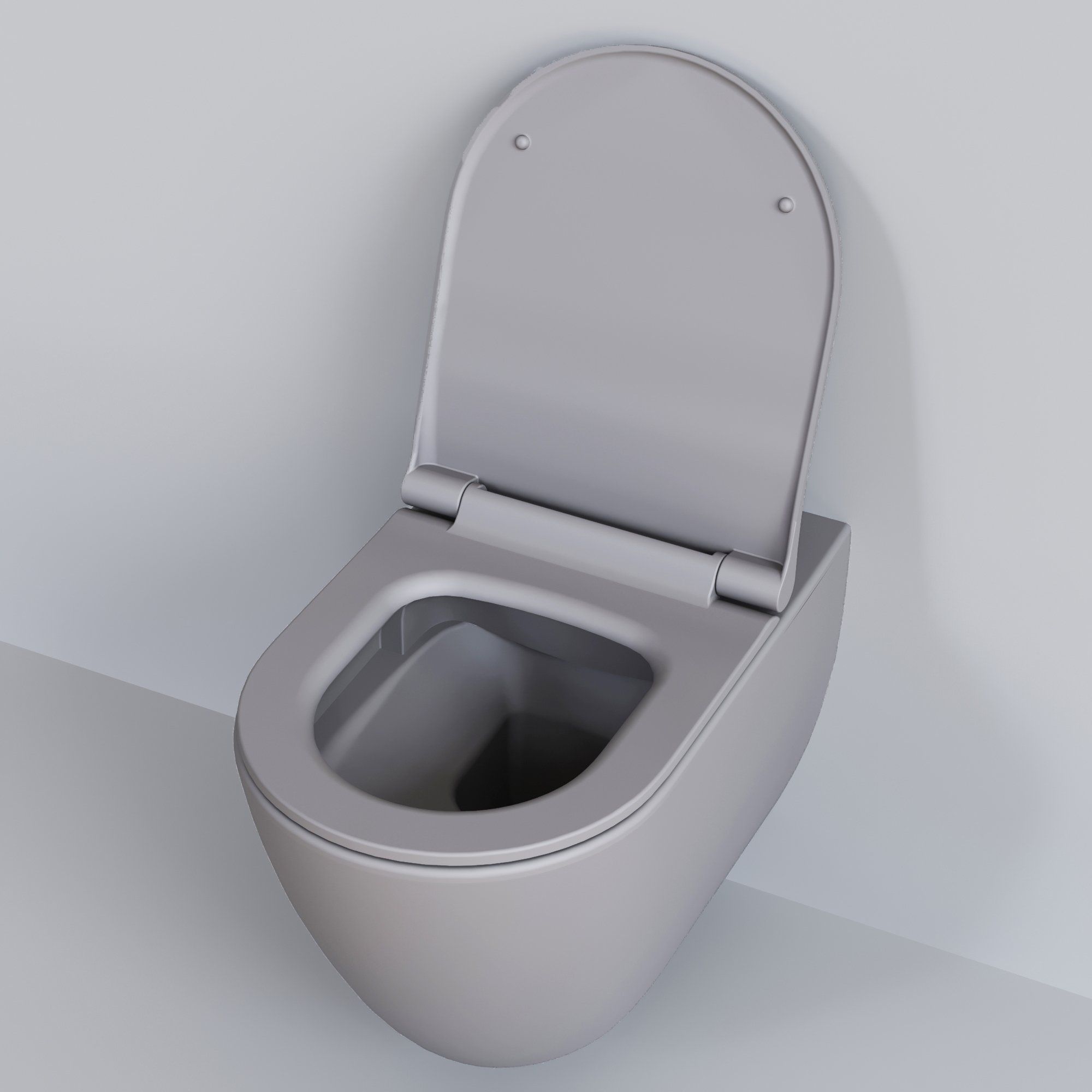 Унитаз Queen 113T20301R (570*360*400) СЕРЫЙ МАТОВЫЙ подвесной БЕЗОБОДКОВЫЙ с тонкой крышкой, 2 места