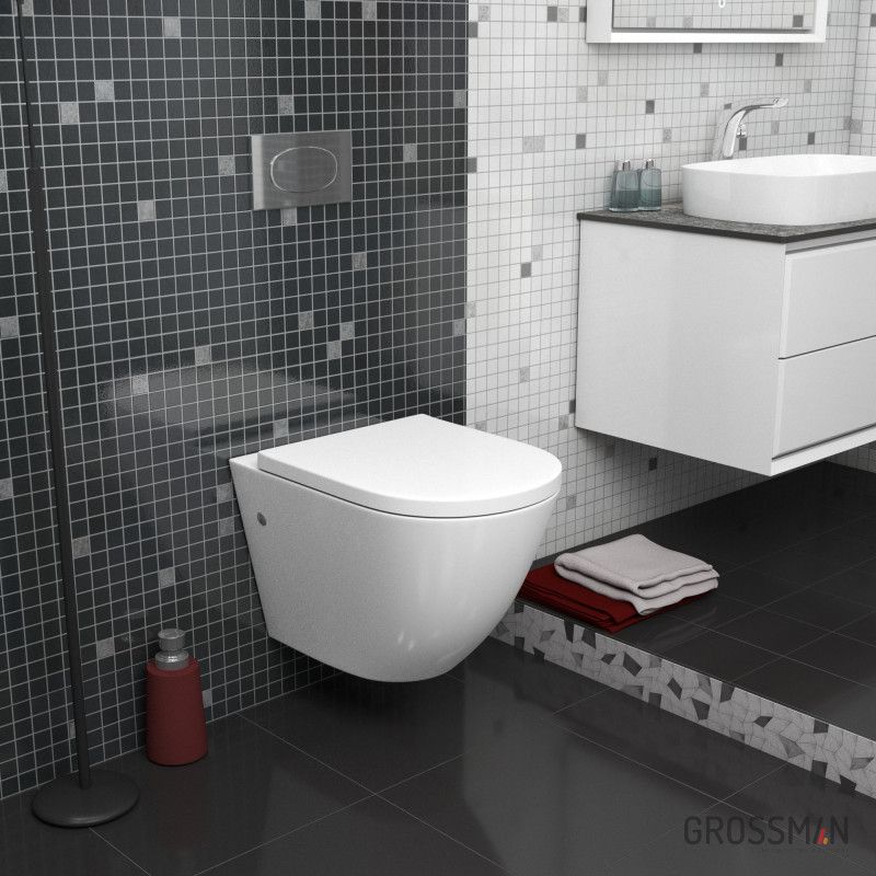 Унитаз Grossman GR-4411S (560*360*350) подвесной безободковый с тонкой крышкой