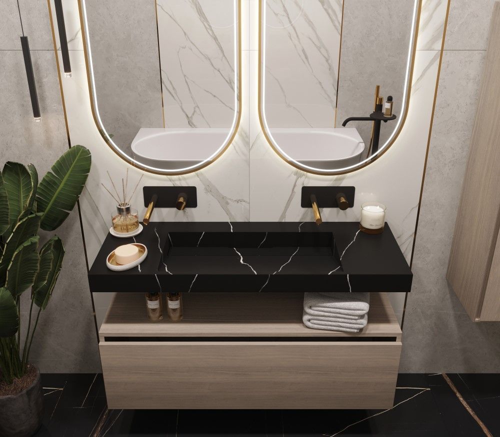 859-120-NM Boheme Столешница моноблок FLAT NERO MARQUINA (1210*452*80)