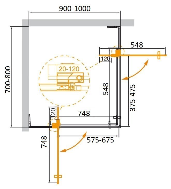 Душевой уголок Cezares SLIDER-AH-2-70/80-90/100-C-Cr хром
