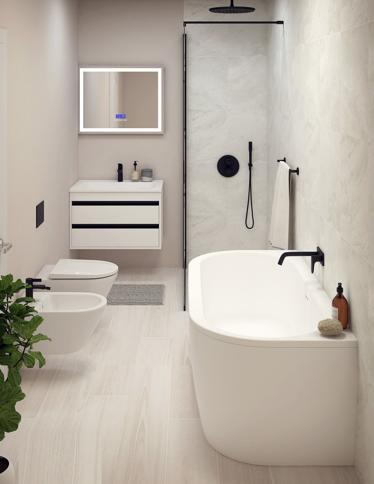 Акриловая ванна пристенная, CEZARES SLIM WALL-180-80-44-W37