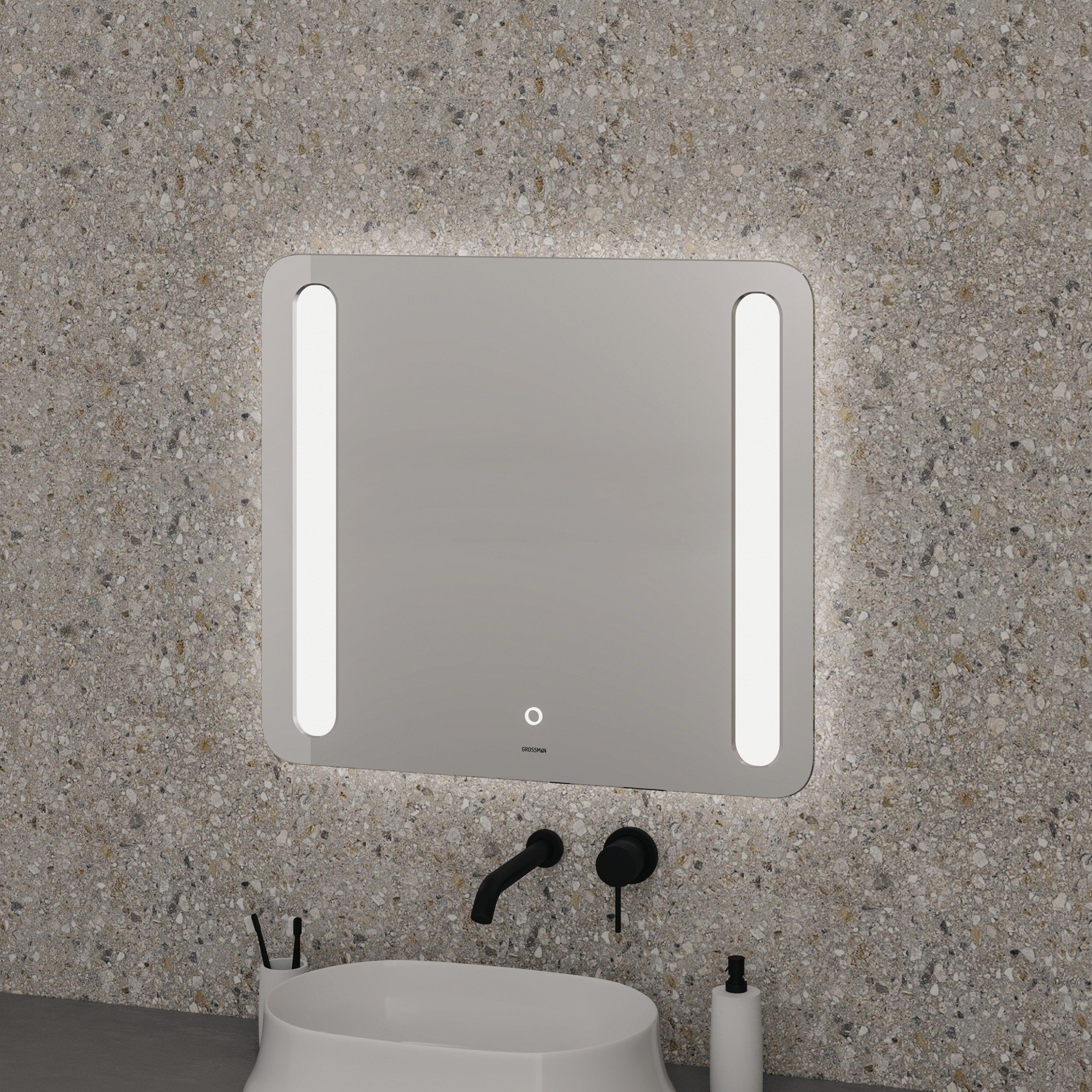 Зеркало LARA (800*700*45) LED с сенсорным выключателем и гравировкой