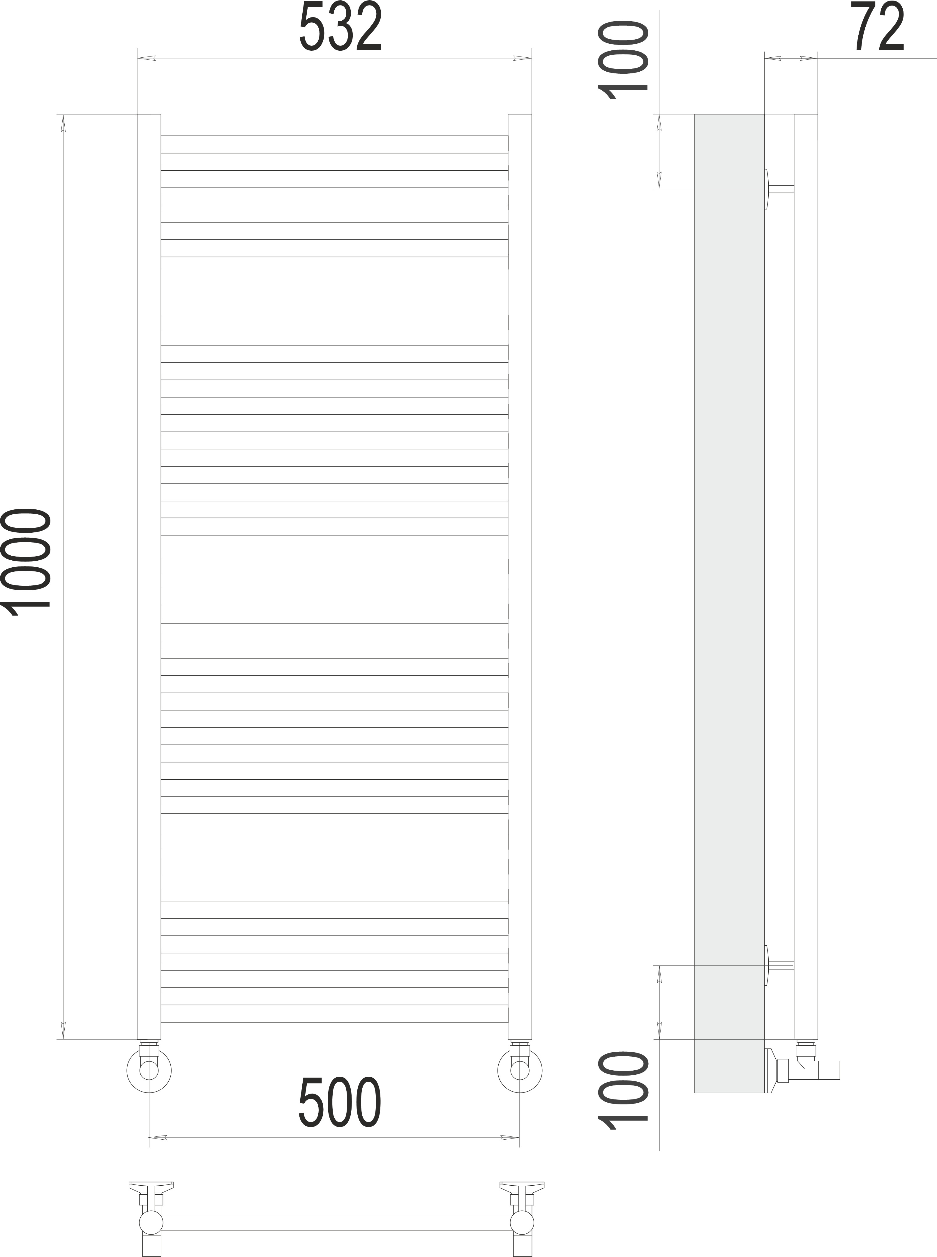 Аврора П20 500х1000 Полотенцесушитель TERMINUS
