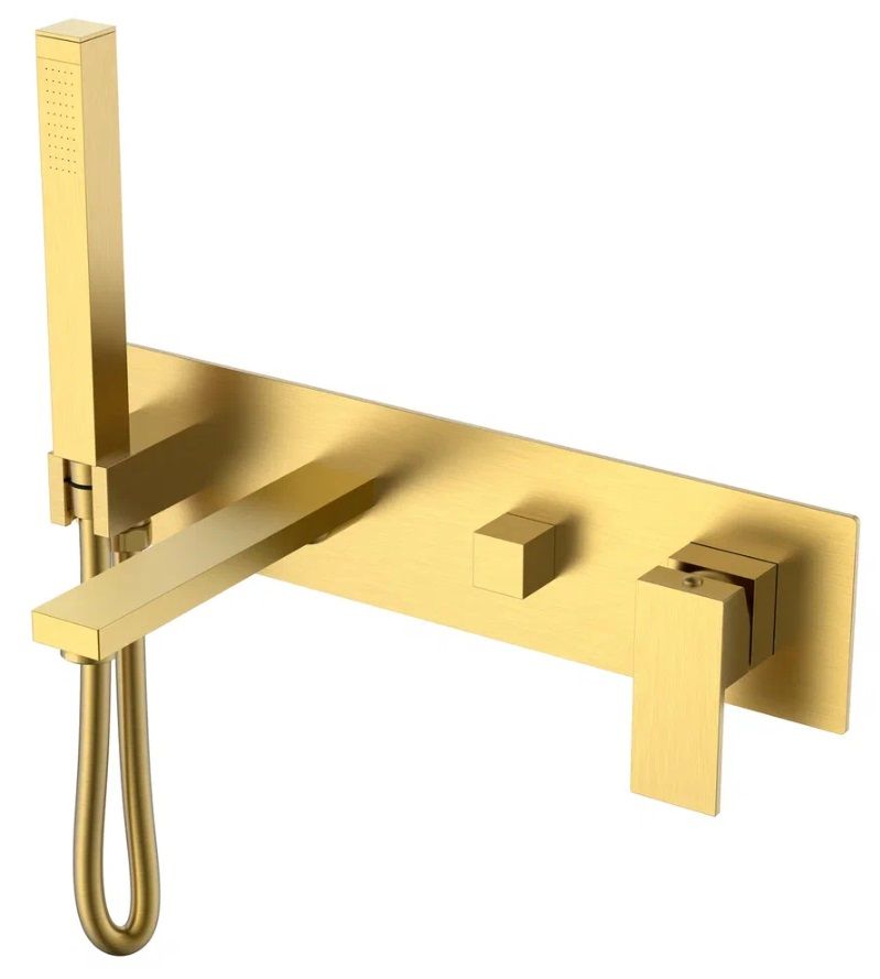 Смеситель для ванны встроенный QUBIC Matt Gold