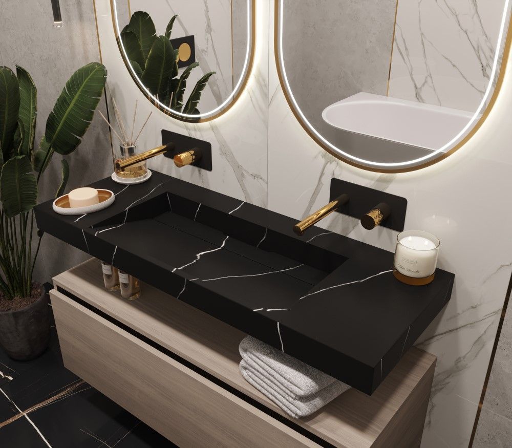 859-120-NM Boheme Столешница моноблок FLAT NERO MARQUINA (1210*452*80)