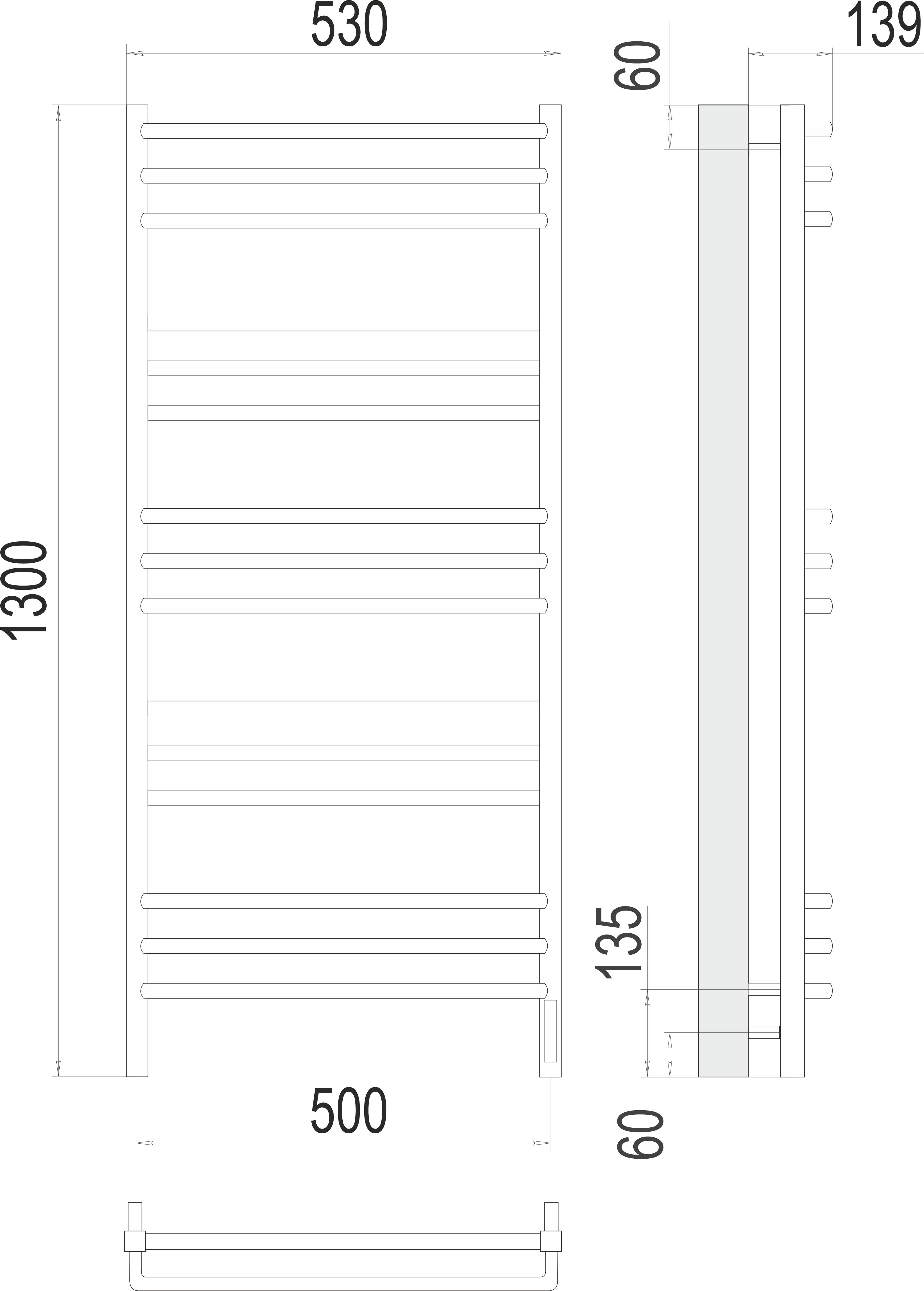 Электрический полотенцесушитель TERMINUS Классик П12 500х1000 (sensor quick touch)