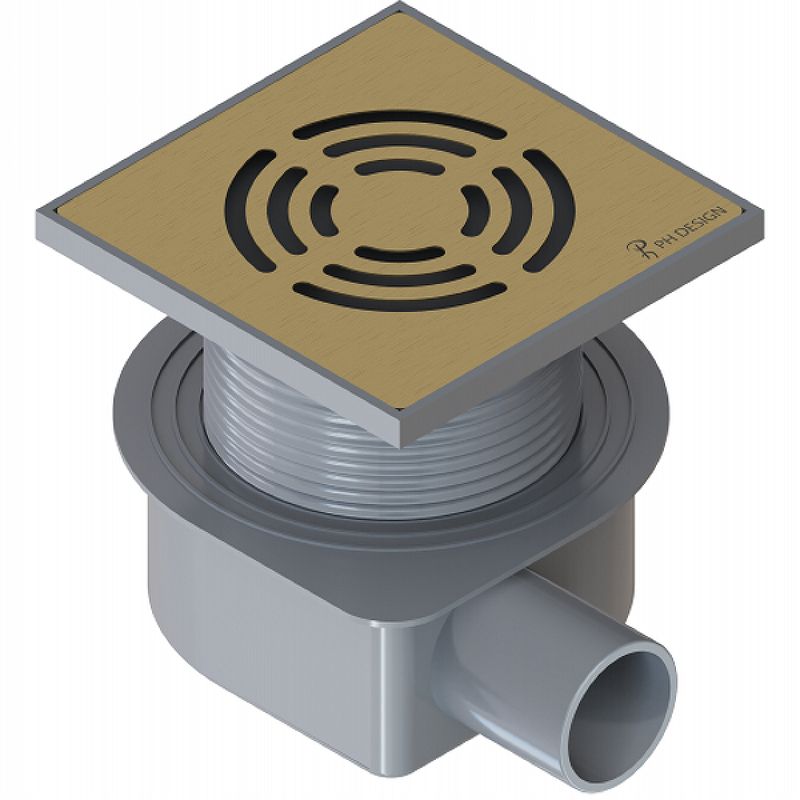 Душевой трап SMART DESIGN 10x10 cm, нерж.сталь МАТ. ЗОЛОТО    DS 010 21 D2 S04