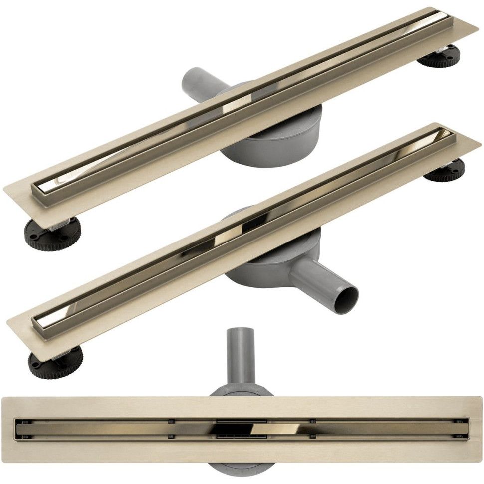 Трап для душа с сухим и гидро затвором NEO SLIM PRO 900 Gold Золото глянец. 90см