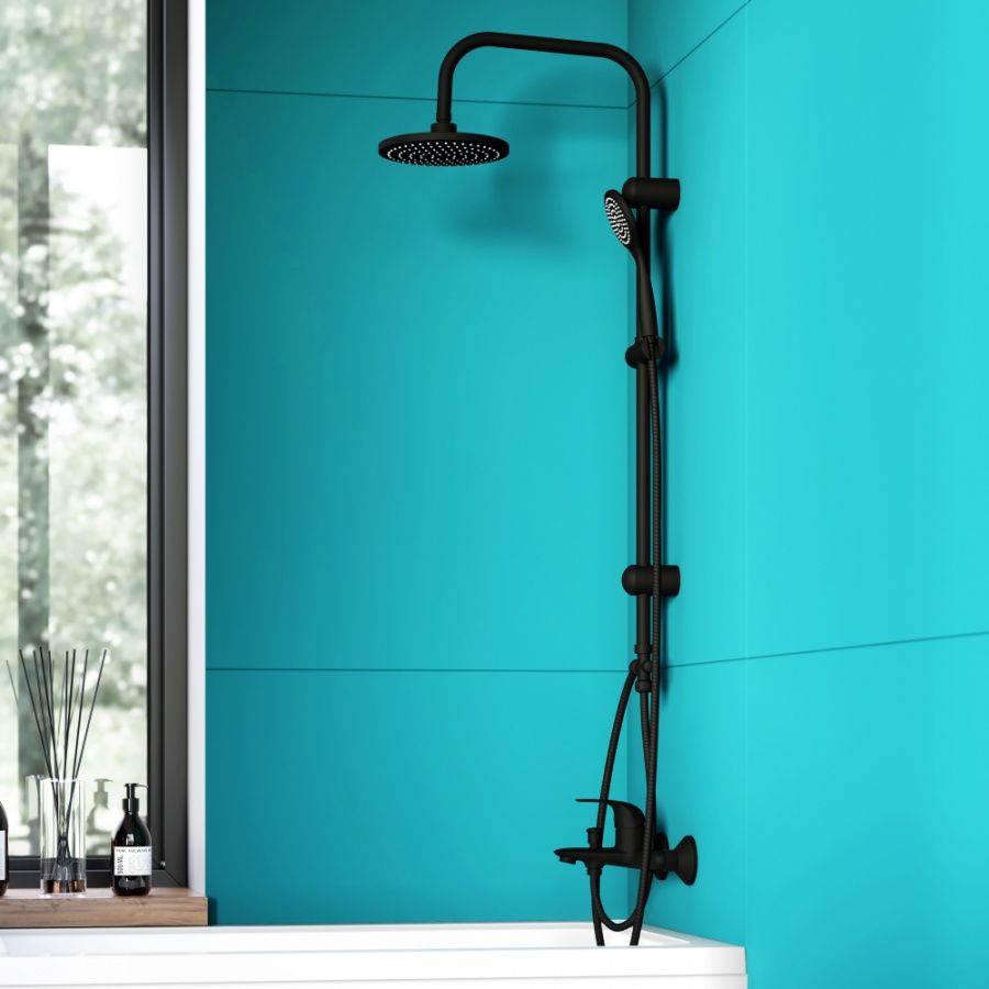 D0708000BL Comfort душевая система с тропическим душем, ручной душ 1F, цвет черный