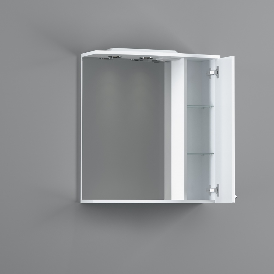 M41MPR0651WG Palace One, зеркало, частично зеркальный шкаф, правый, 65 см, с подсветкой, белый, глян